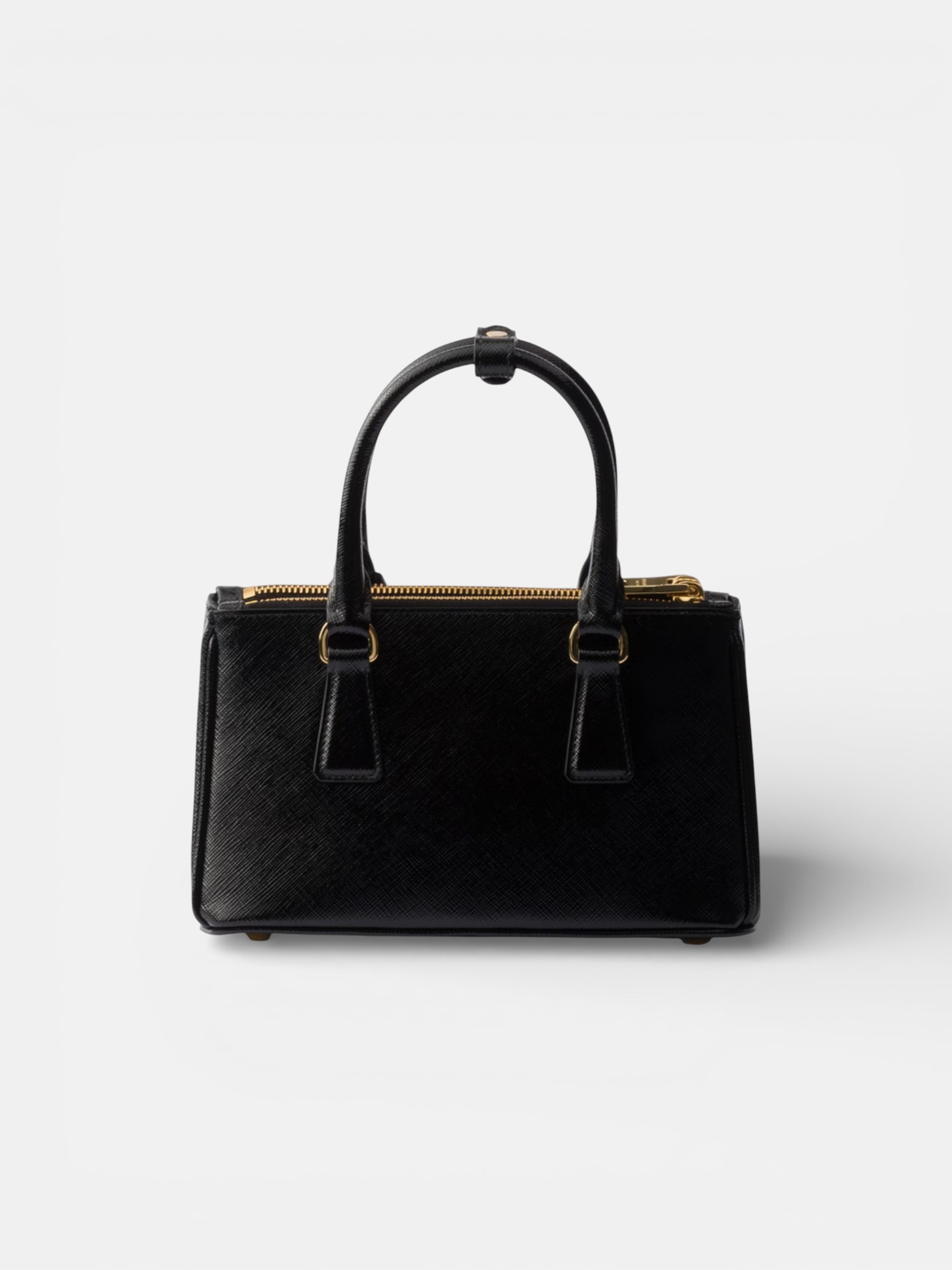 Prada Prada Galleria Saffiano Mini-Bag Black – close-up detail view in premium quality with AA+ craftsmanship