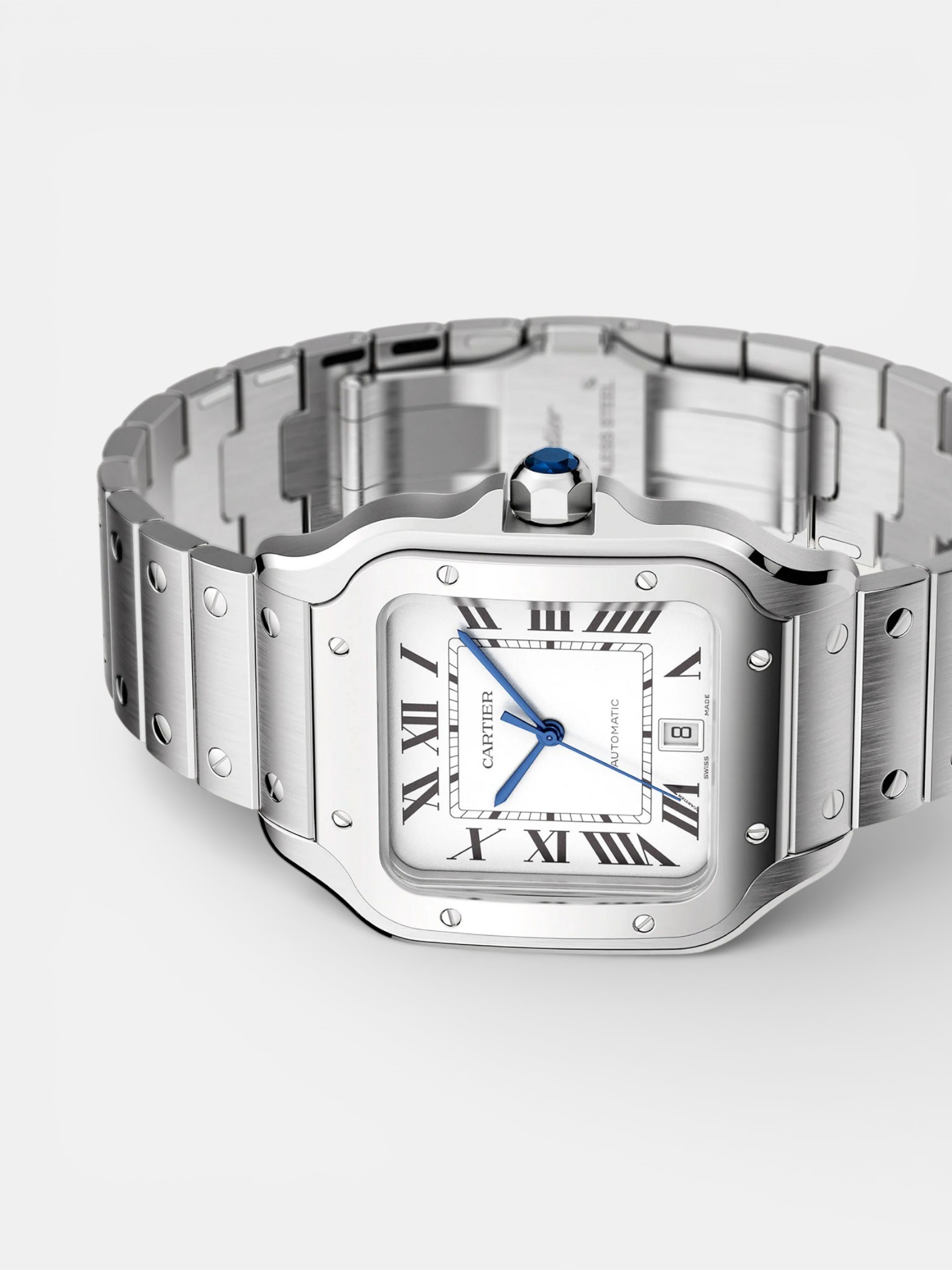 Cartier Cartier Santos Watch White Dial – detail view in premium quality with AA+ craftsmanship
