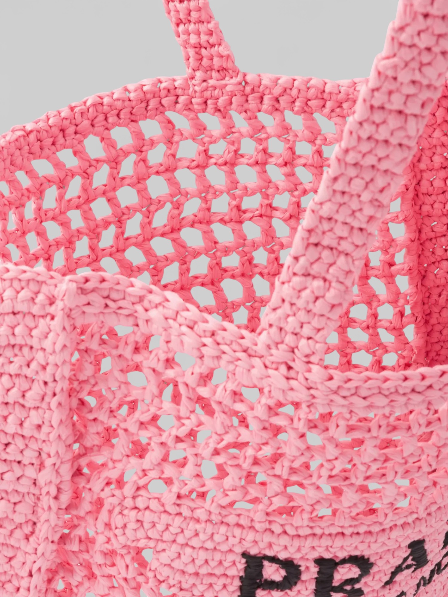 Prada Prada Crochet Tote Bag Pink – detail view in premium quality with AA+ craftsmanship
