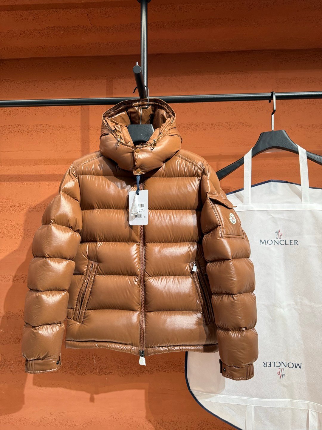 Moncler Moncler Puffer Jacket Caramell – side profile view in premium quality with AA+ craftsmanship