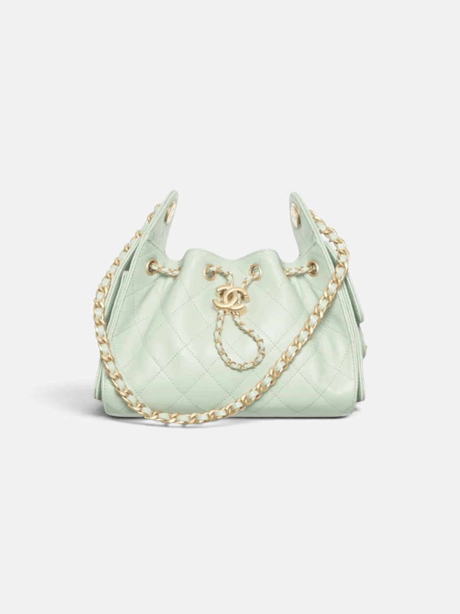 Chanel 25 Mini Handbag Grained Calfskin & Gold-Tone Metal in Light Green