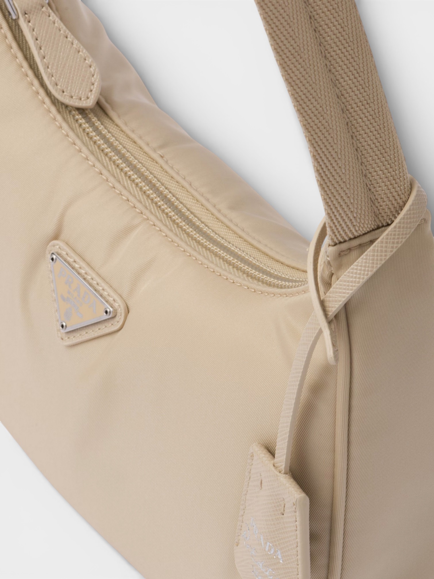 Prada Prada Re-Edition 2000 Mini-Bag Warm Cream – detail view in premium quality with AA+ craftsmanship