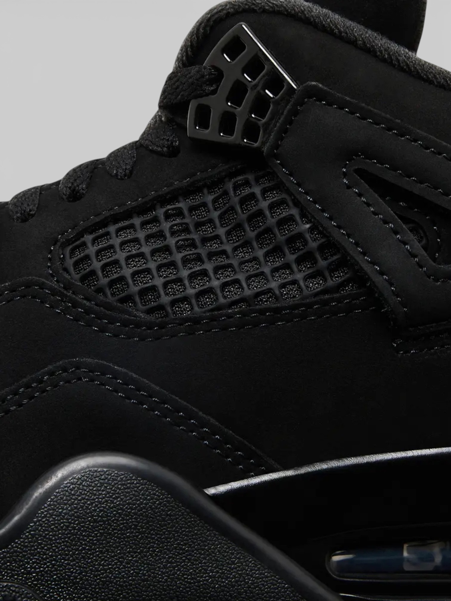 Jordan Jordan 4 Retro Black Cat – detail view in premium quality with AA+ craftsmanship