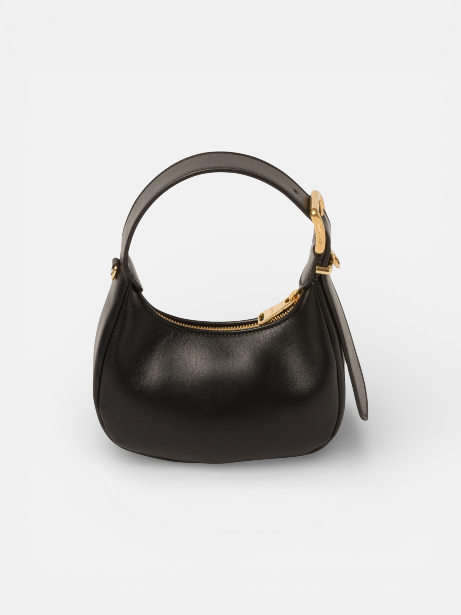 MiuMiu MiuMiu Half-Moon Leather Bag Black – side profile view in premium quality with AA+ craftsmanship