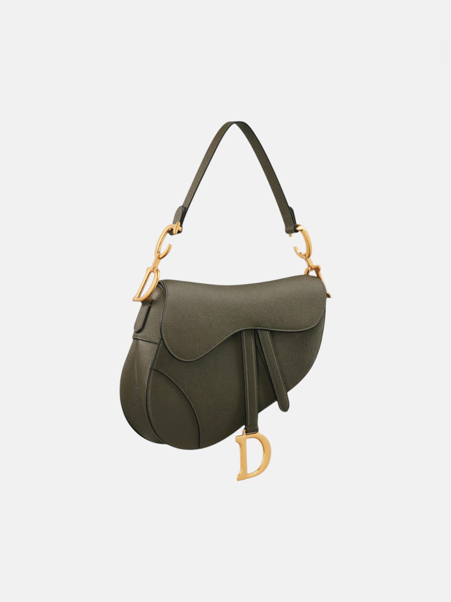 Dior Dior Saddle Bag Grained Olive Green – side profile view in premium quality with AA+ craftsmanship