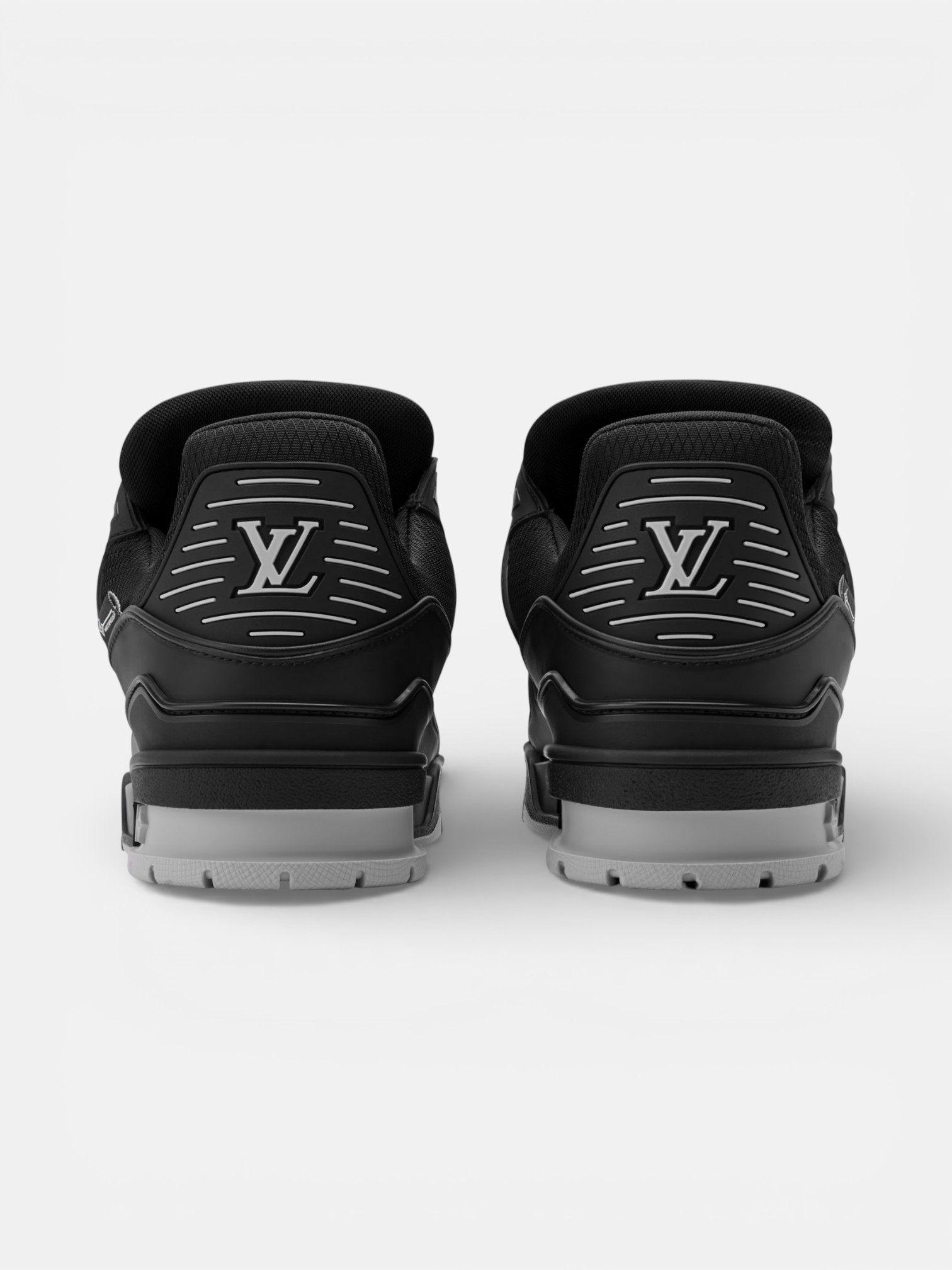 Louis Louis Vuitton Trainer Black Grey – back view in premium quality with AA+ craftsmanship