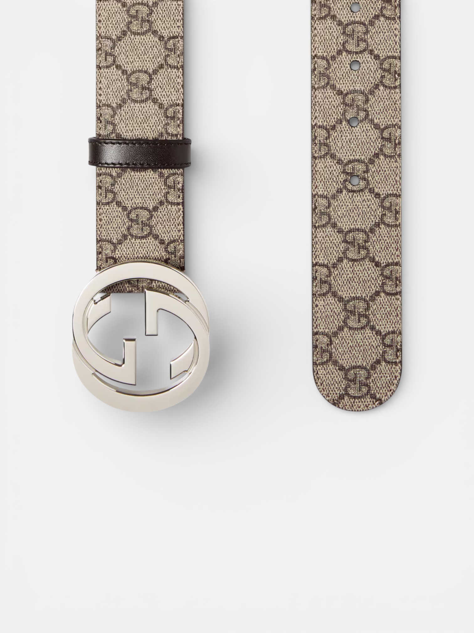 Gucci Gucci Belt with Interlocking G Buckle Beige Canvas – side profile view in premium quality with AA+ craftsmanship