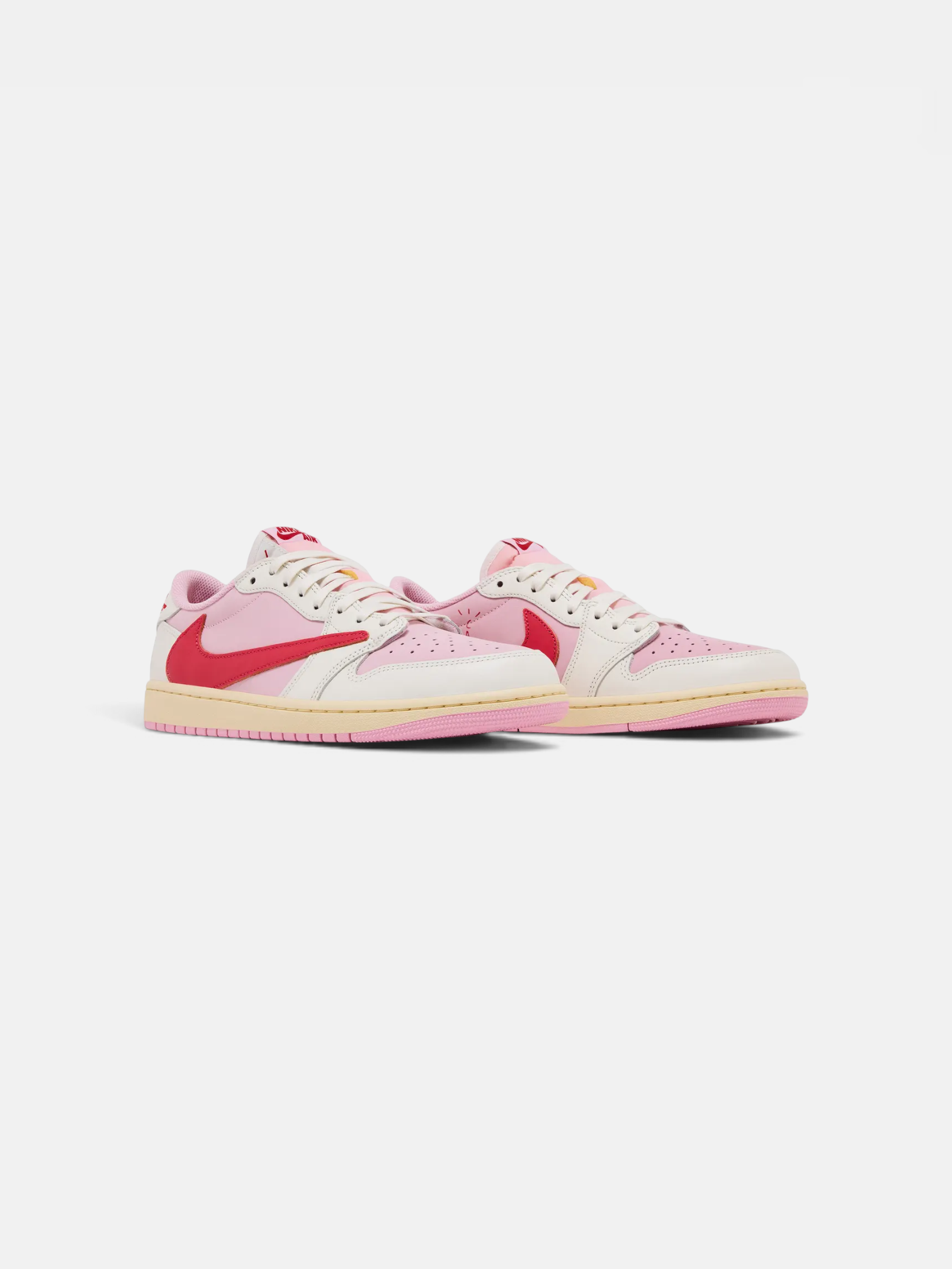 Travis Travis Scott x Air Jordan 1 Retro Low Sail Tropical Pink – detail view in premium quality with AA+ craftsmanship
