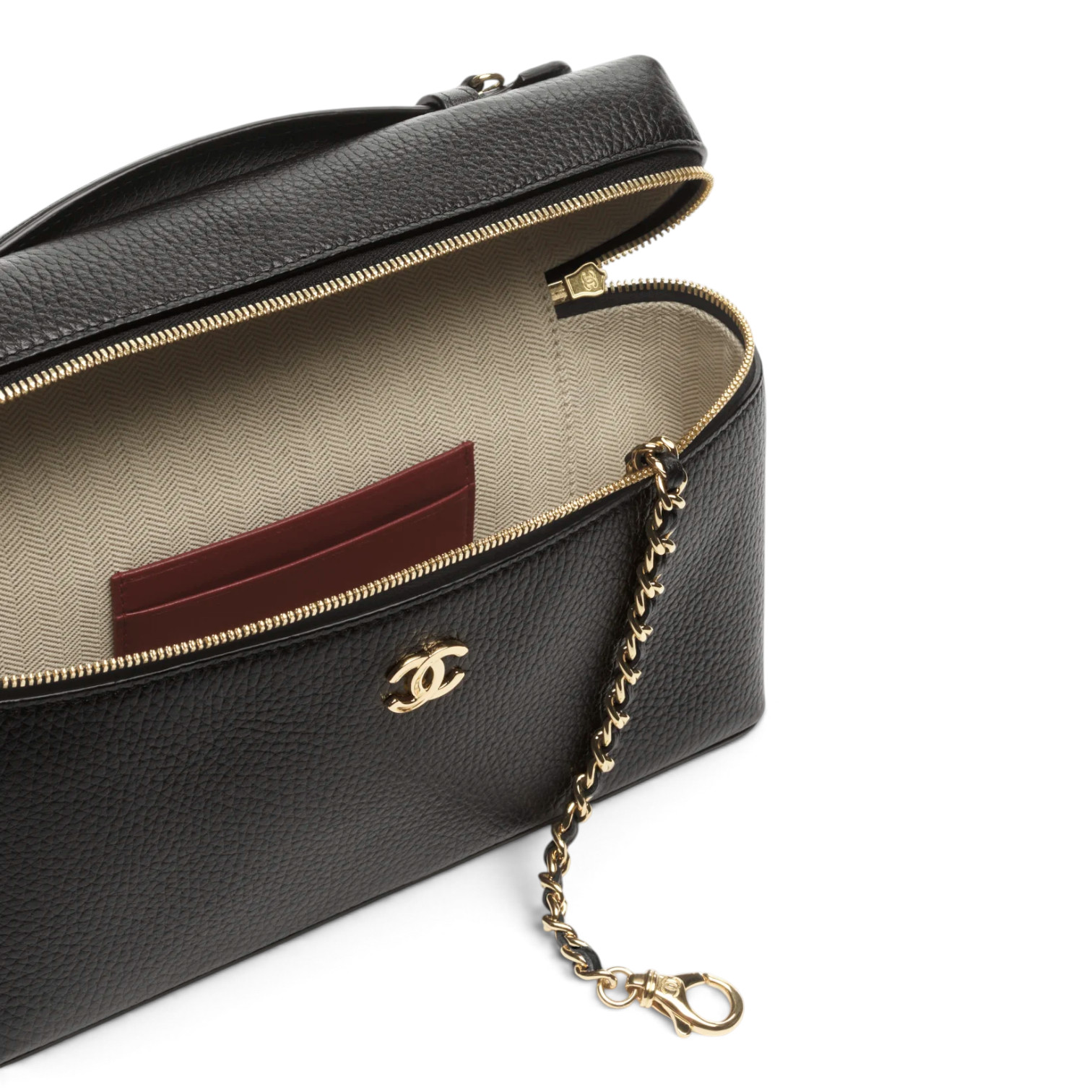 Chanel Chanel Large Vanity Grained Calfskin & Gold-Tone Metal Black – detail view in premium quality with AA+ craftsmanship