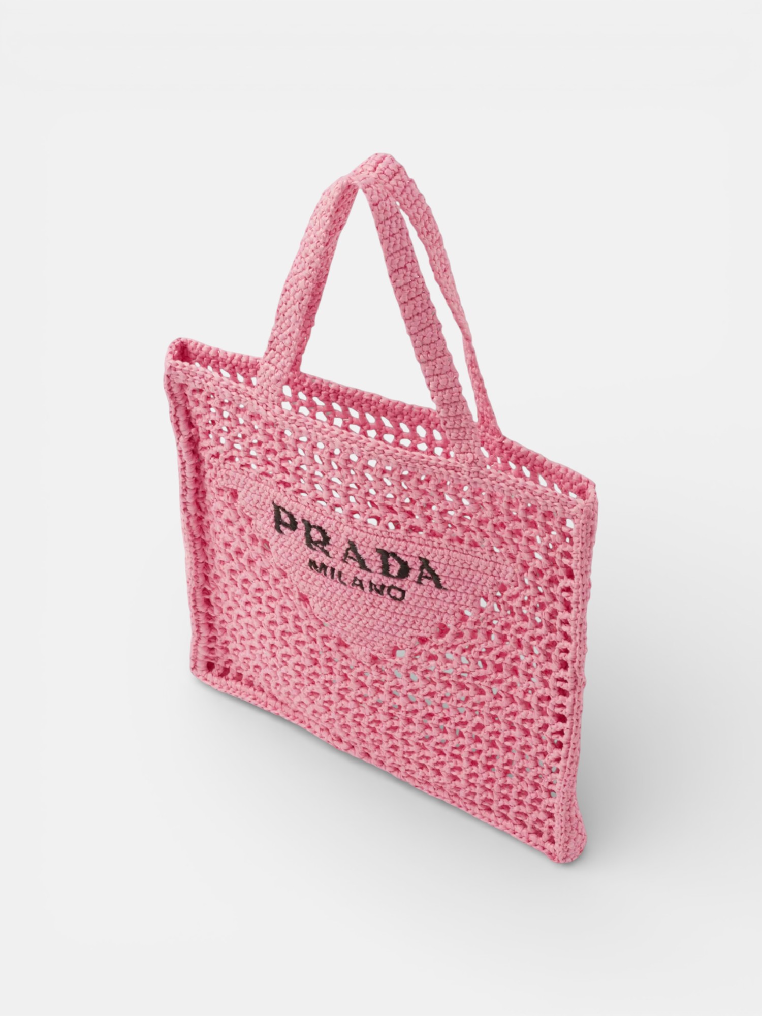 Prada Prada Crochet Tote Bag Pink – close-up detail view in premium quality with AA+ craftsmanship