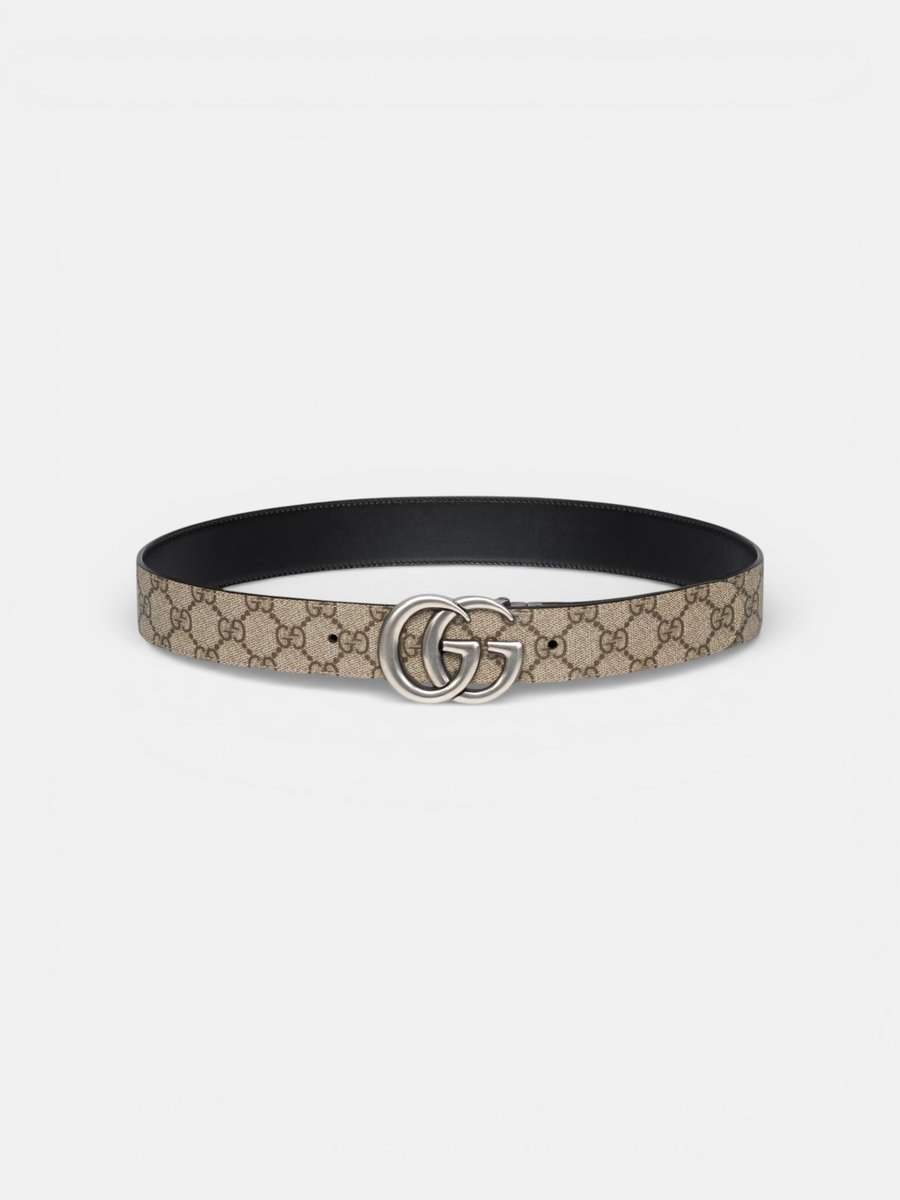 Gucci GG Marmont Reversible Belt Beige Canvas