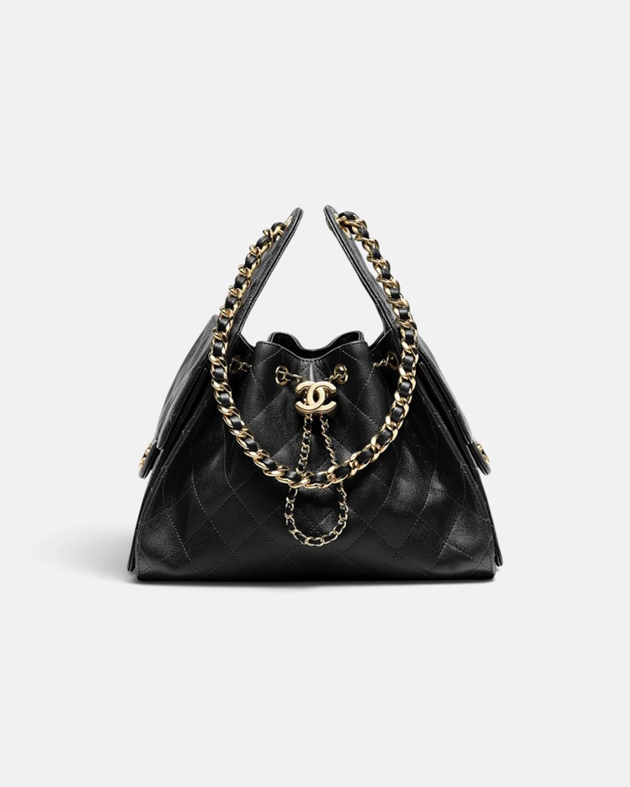 Chanel 25 Small Handbag Grained Calfskin & Gold-Tone Metal Black - Preview
