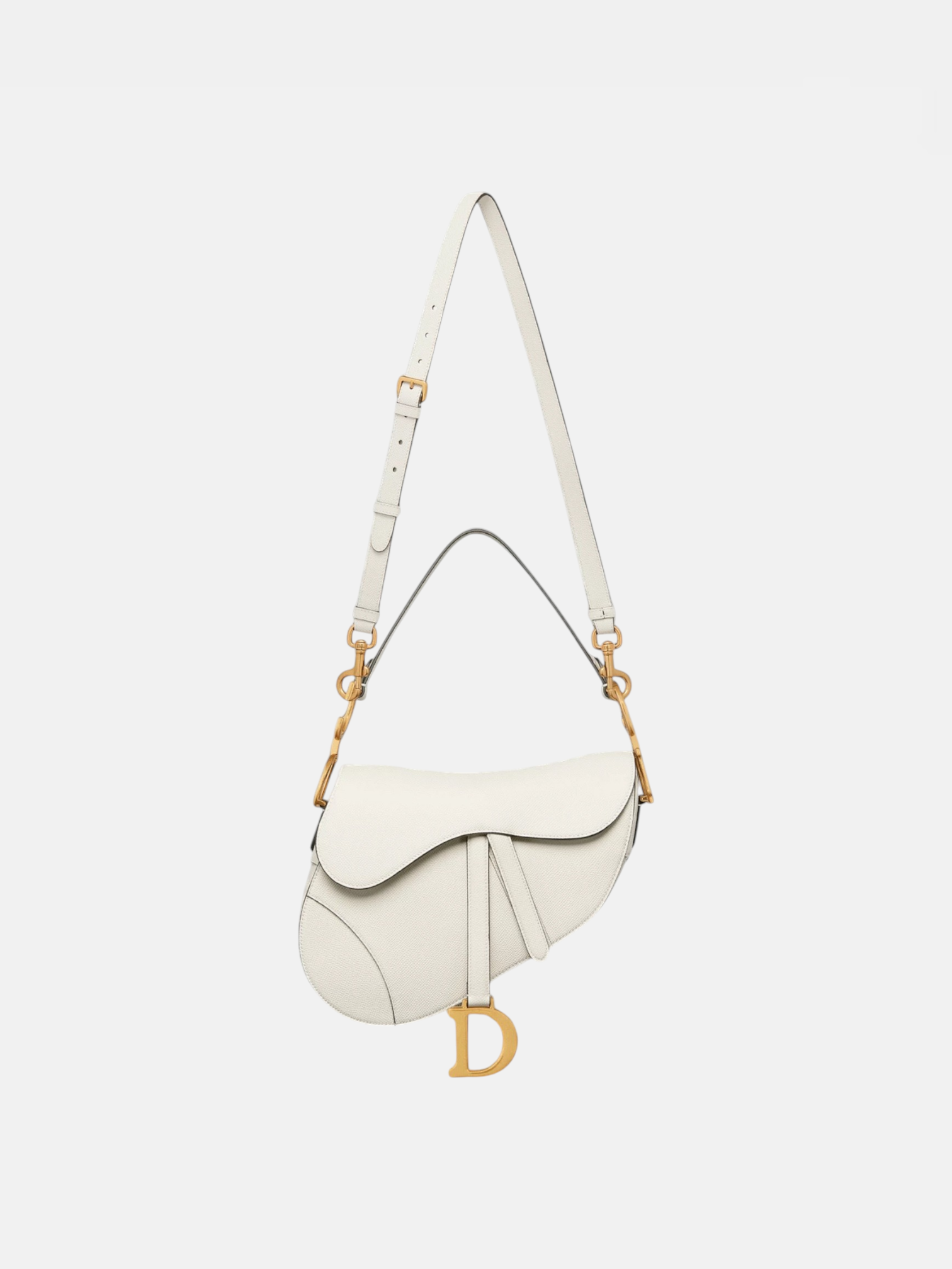 Dior Dior Saddle Bag Grained White – detail view in premium quality with AA+ craftsmanship