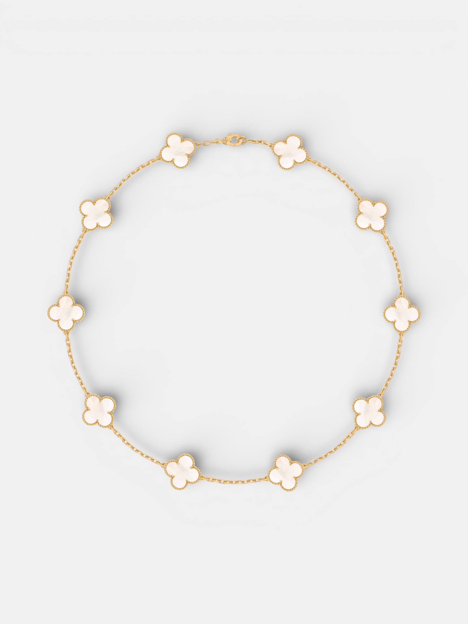 Van Van Cleef Alhambra Necklace Gold Pearl – side profile view in premium quality with AA+ craftsmanship