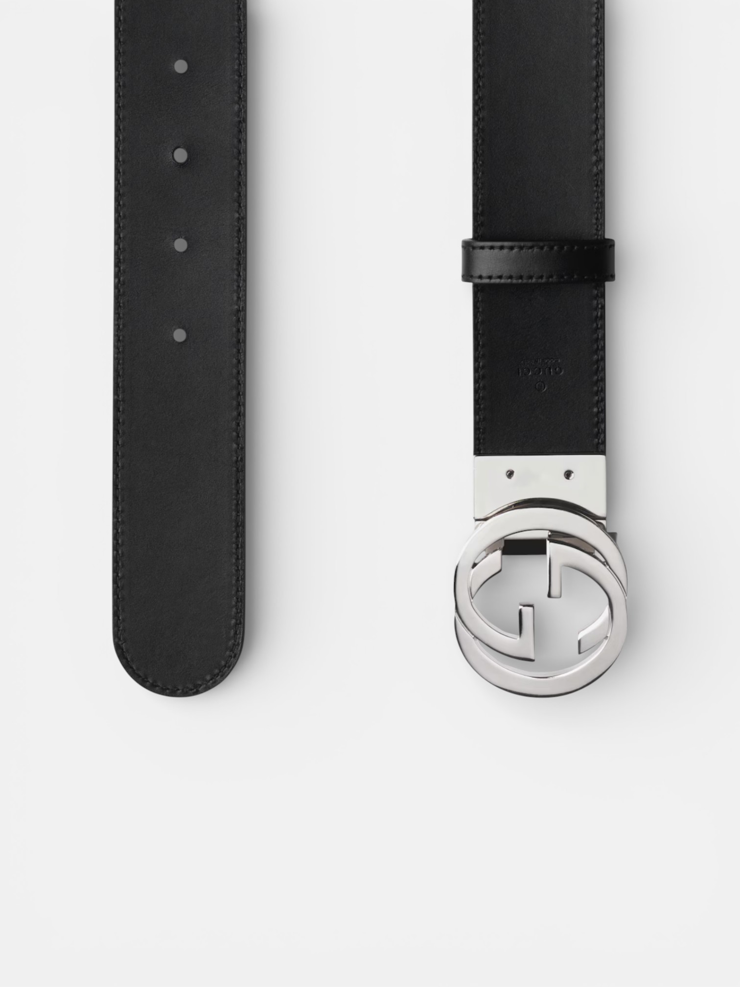 Gucci Gucci Reversible Belt with Interlocking G Buckle Supreme Black Leather – back view in premium quality with AA+ craftsmanship
