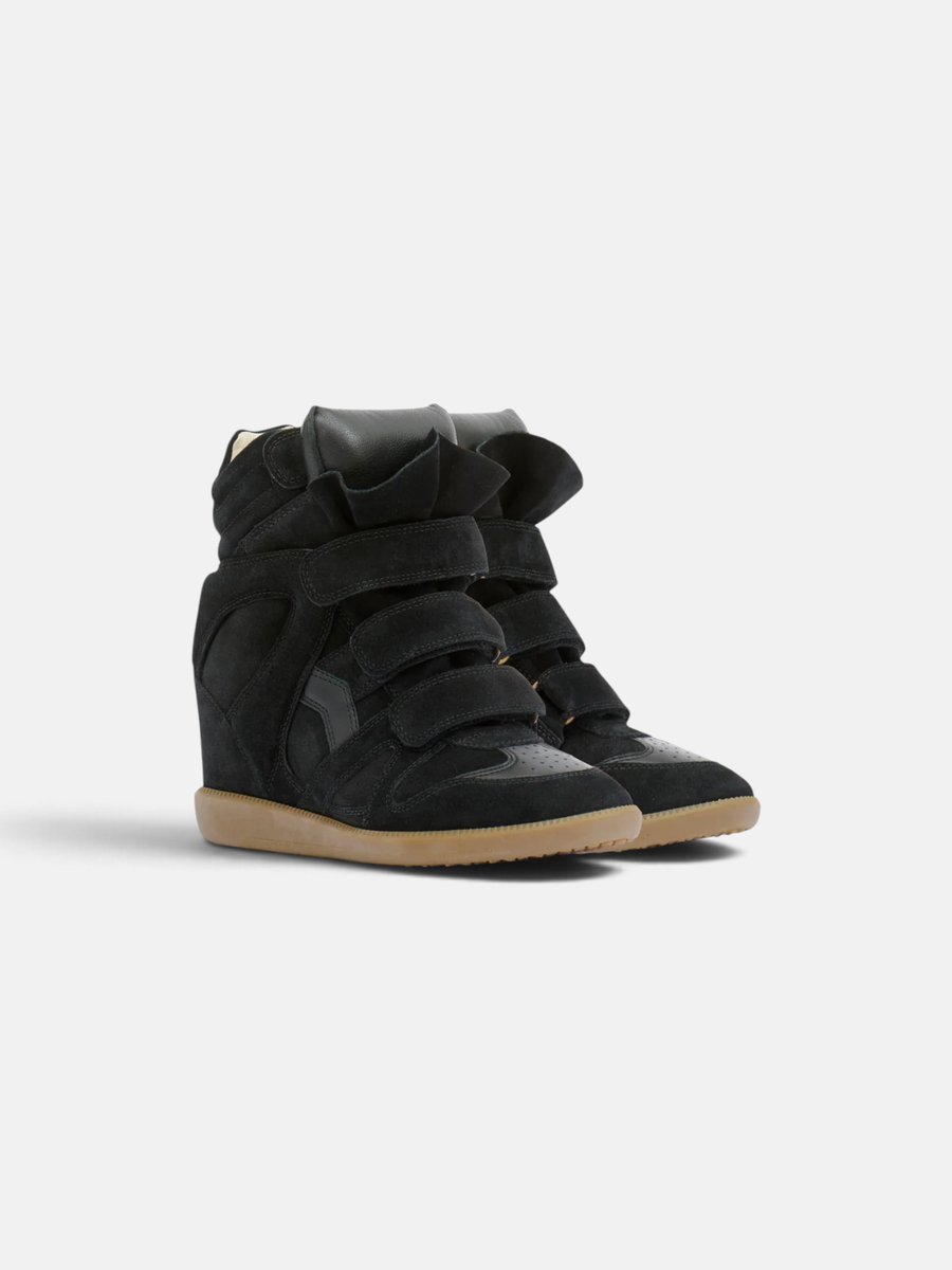 Isabel Marant Bekett Leather Wedge Sneakers Black - Image 2