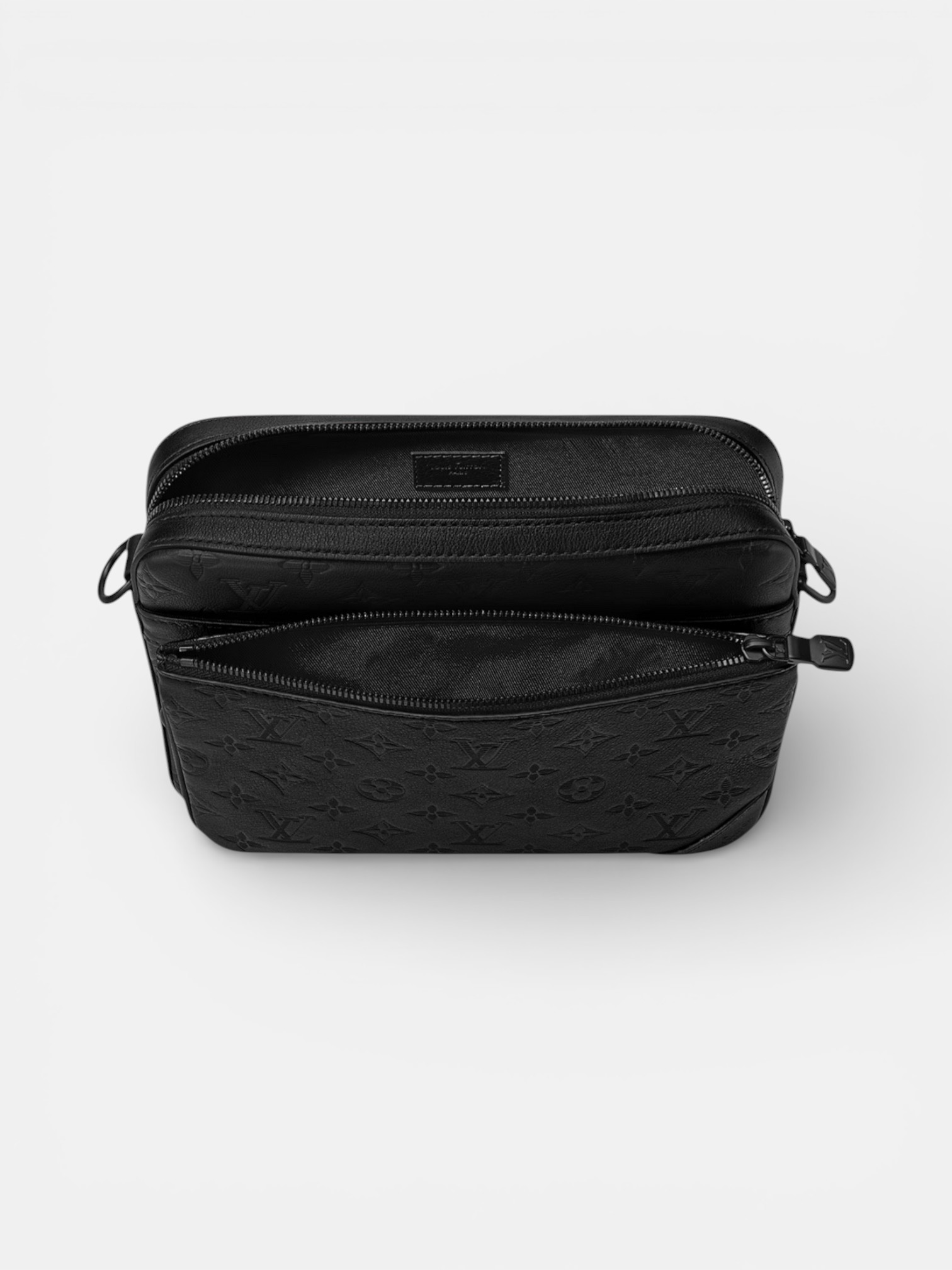 Louis Louis Vuitton Trio Messenger Bag Monogram Shadow – back view in premium quality with AA+ craftsmanship