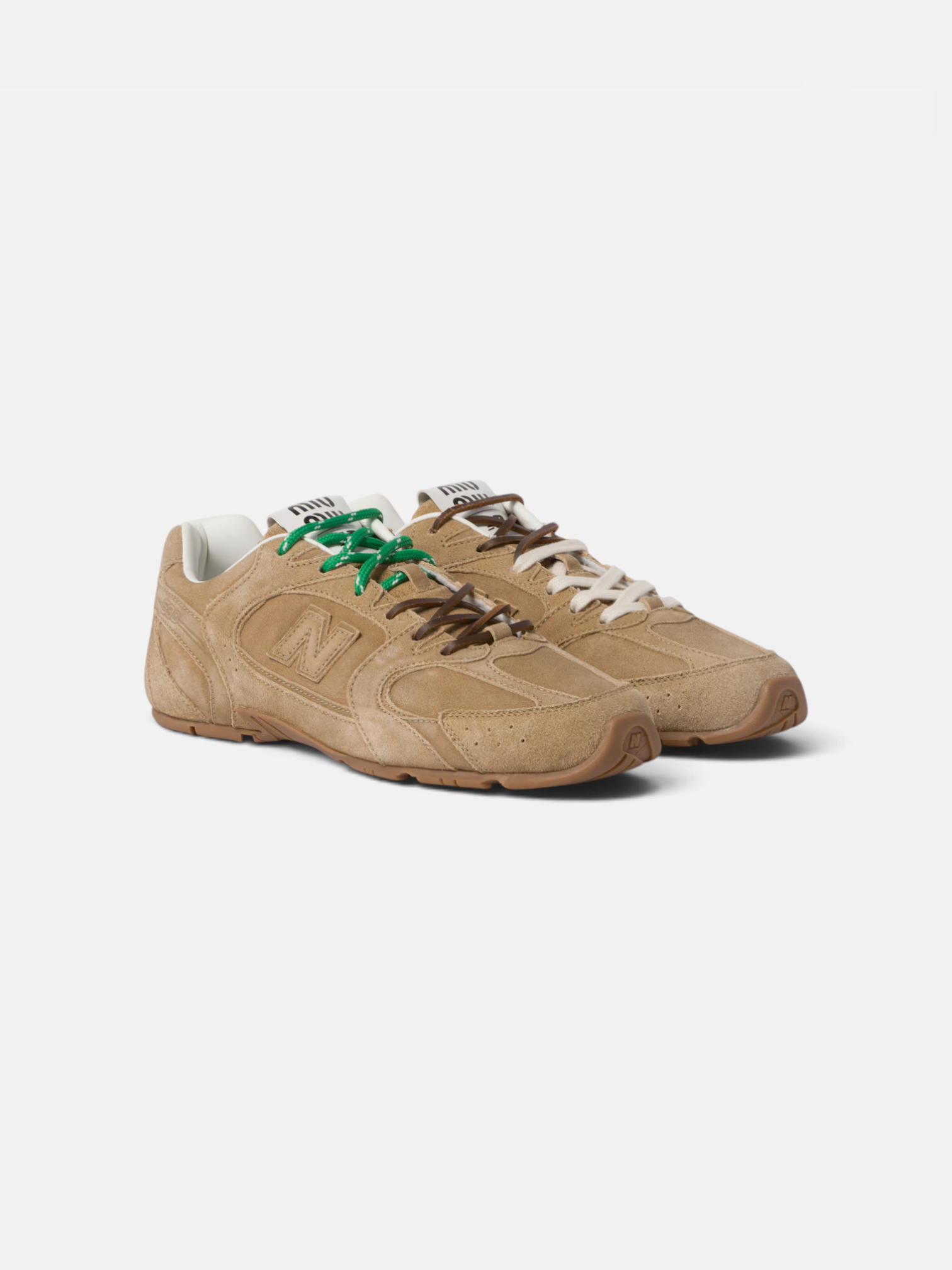 MiuMiu MiuMiu 530 SL Suede Sneakers Ecru – side profile view in premium quality with AA+ craftsmanship