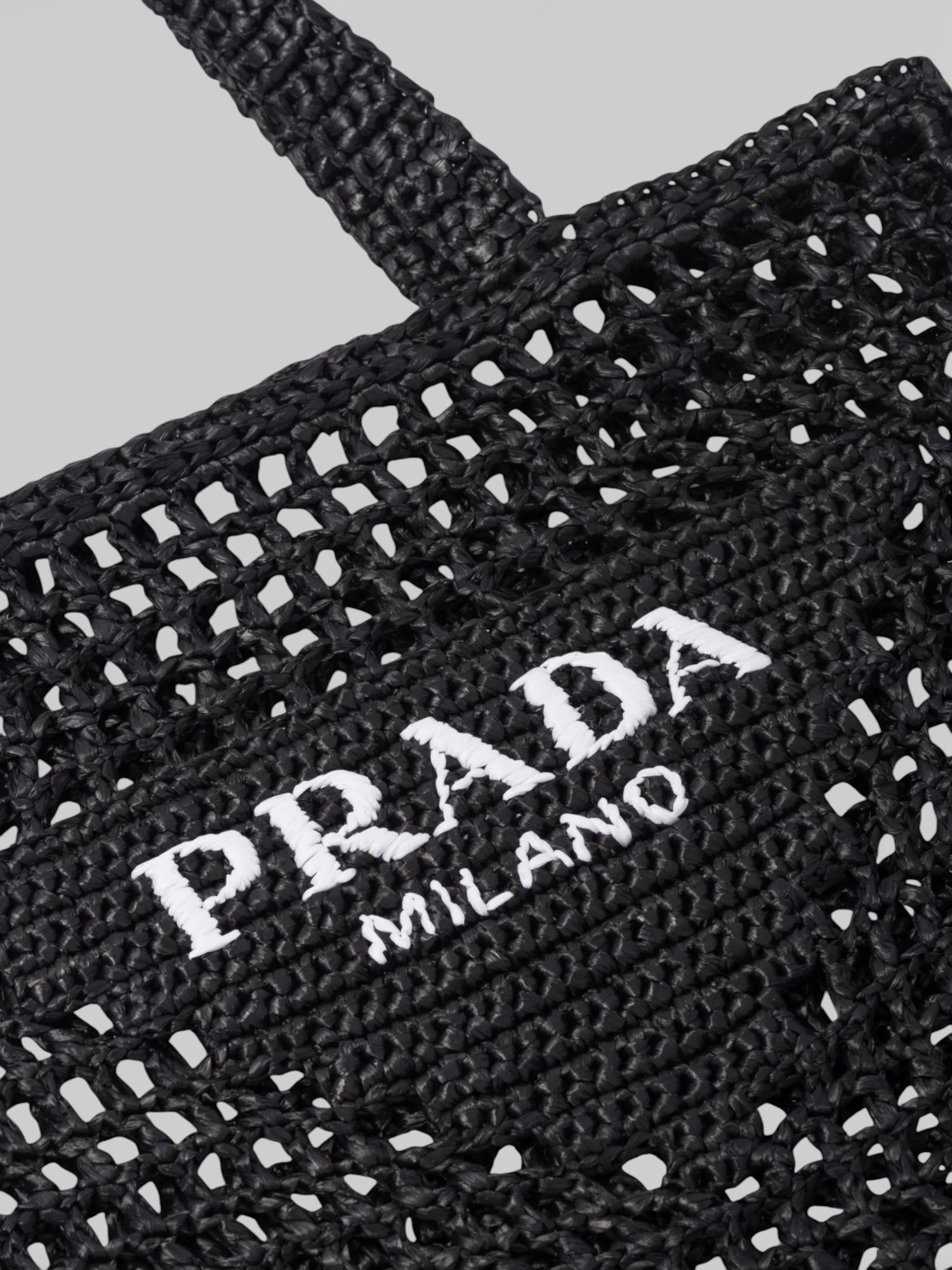Prada Prada Crochet Tote Bag Black – close-up detail view in premium quality with AA+ craftsmanship