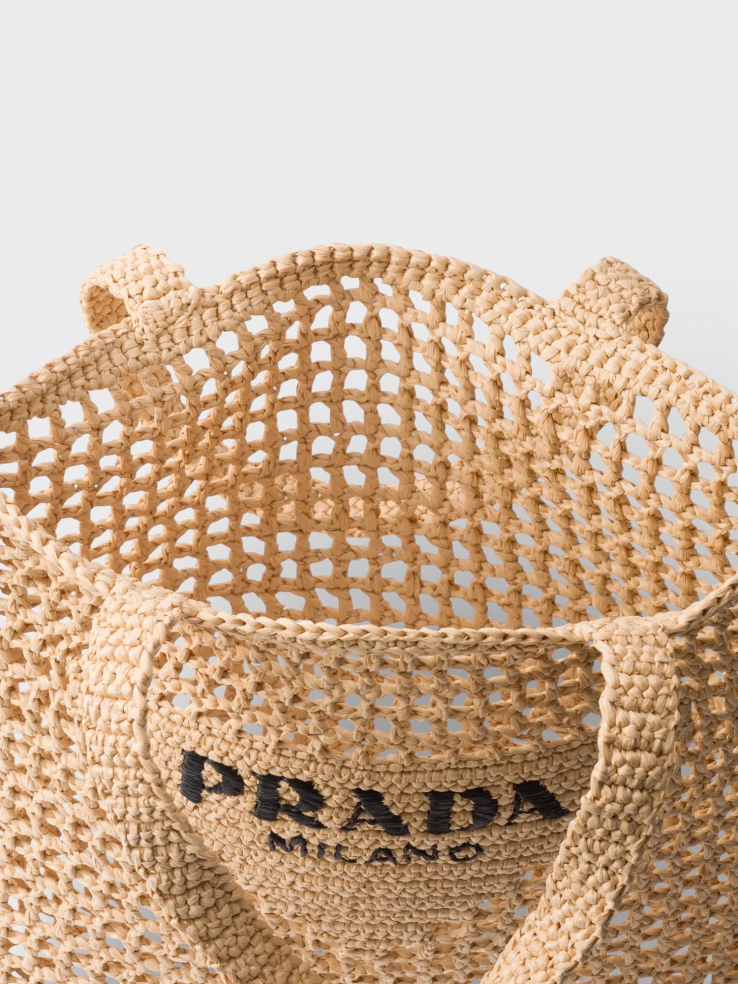 Prada Prada Crochet Tote Bag Natural – detail view in premium quality with AA+ craftsmanship