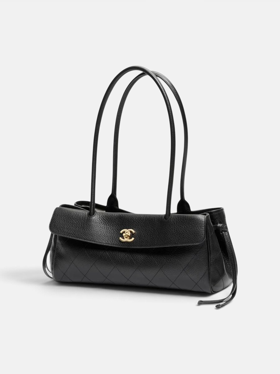 Chanel Small Tote in Grained Calfskin & Gold-Tone Metal Black - Image 1