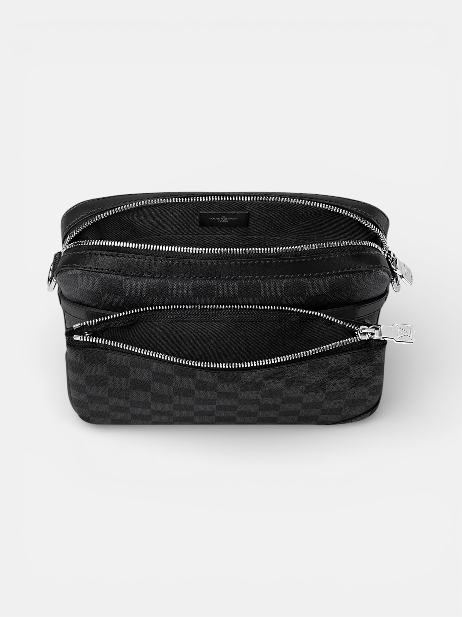 Louis Louis Vuitton Trio Messenger Bag Damier Graphite – side profile view in premium quality with AA+ craftsmanship