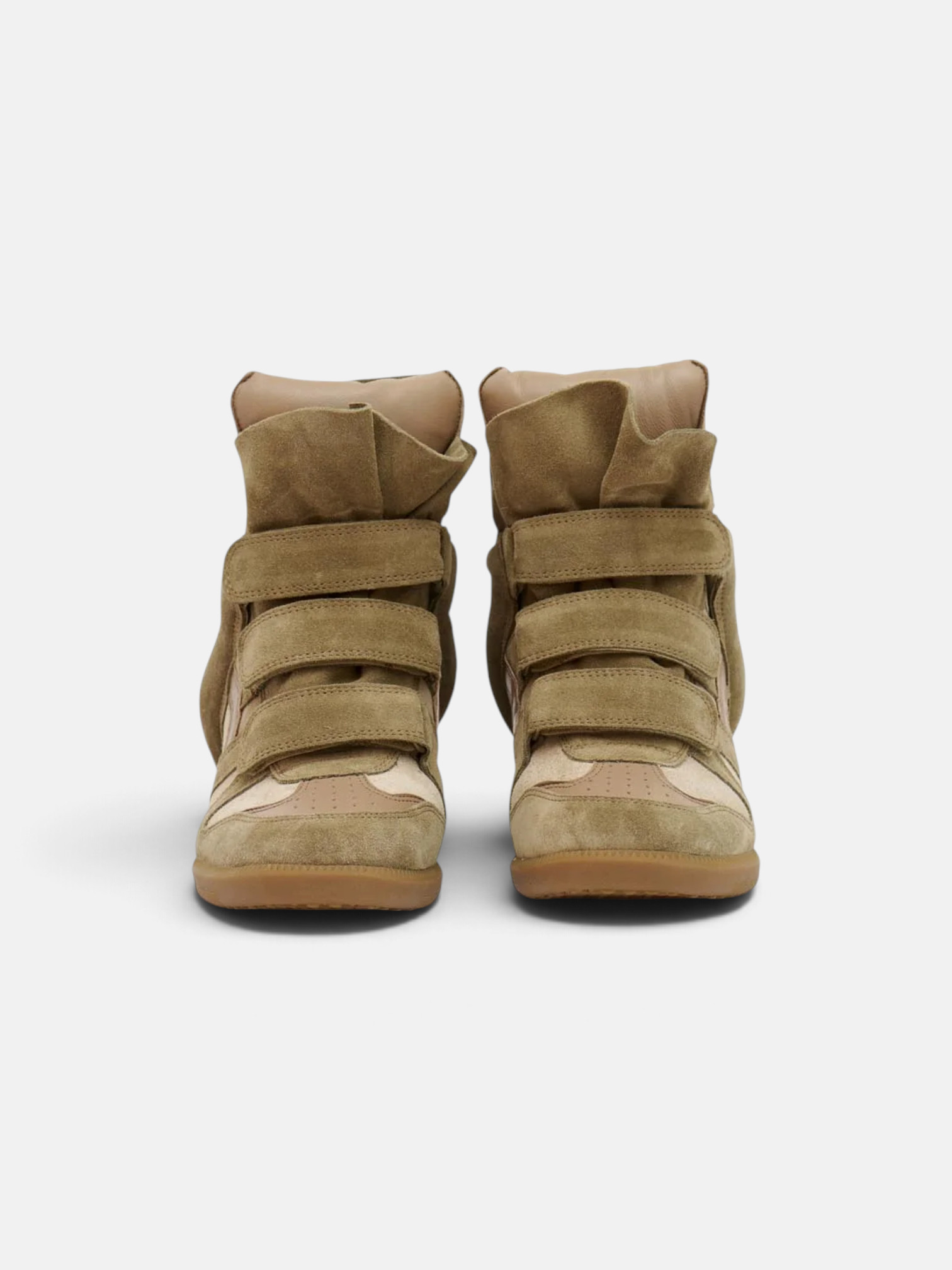 Isabel Isabel Marant Bekett Leather Wedge Sneakers Taupe – back view in premium quality with AA+ craftsmanship
