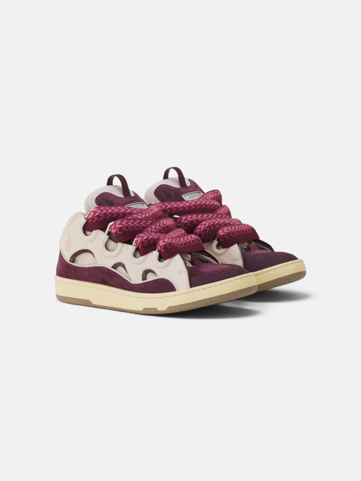 Lanvin Lanvin Curb Sneaker Beige Burgundy – side profile view in premium quality with AA+ craftsmanship