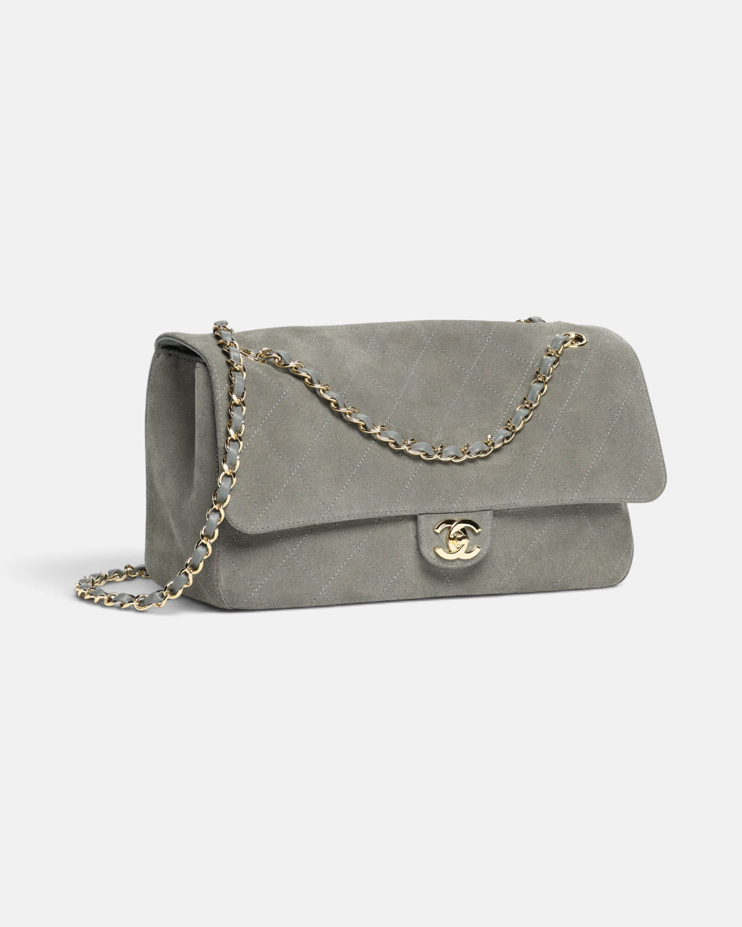 Chanel Chanel Maxi Flap Bag Suede Calfskin & Gold Metal Dark Grey – back view in premium quality with AA+ craftsmanship