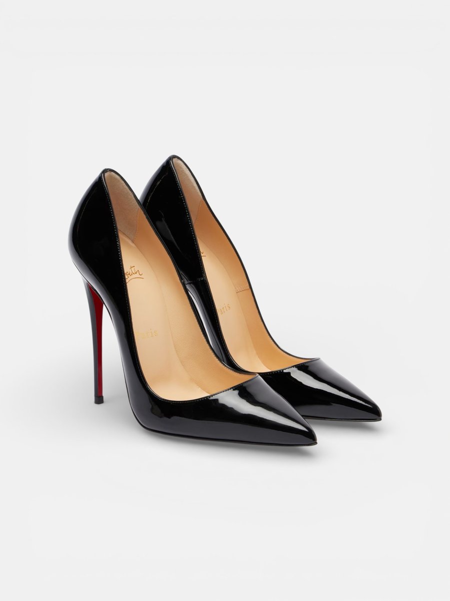 Louboutin Kate 120 Patent Leather Pumps Black
