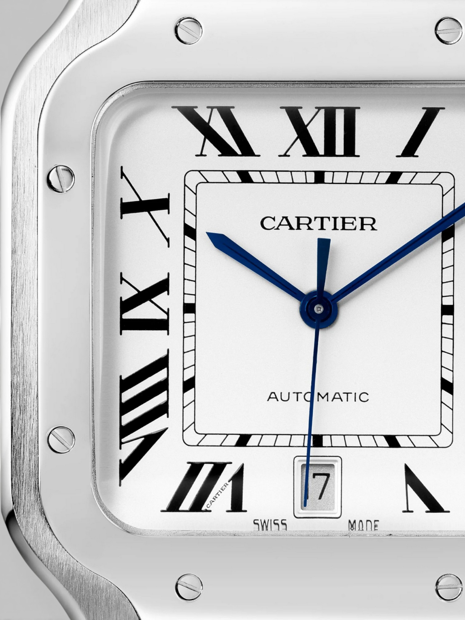 Cartier Cartier Santos Watch White Dial – detail view in premium quality with AA+ craftsmanship