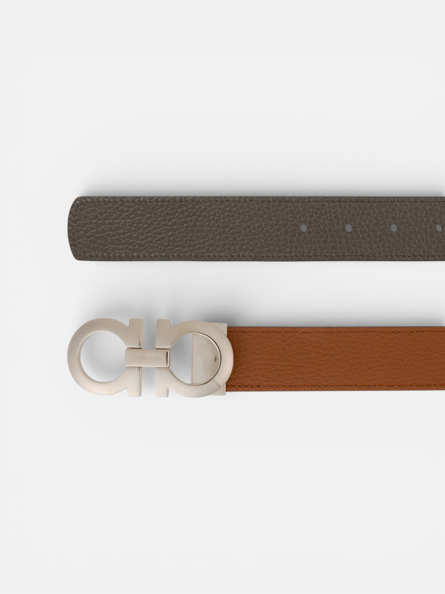 Ferregamo Ferregamo Reversible and Adjustable Belt Natural Concrete – side profile view in premium quality with AA+ craftsmanship