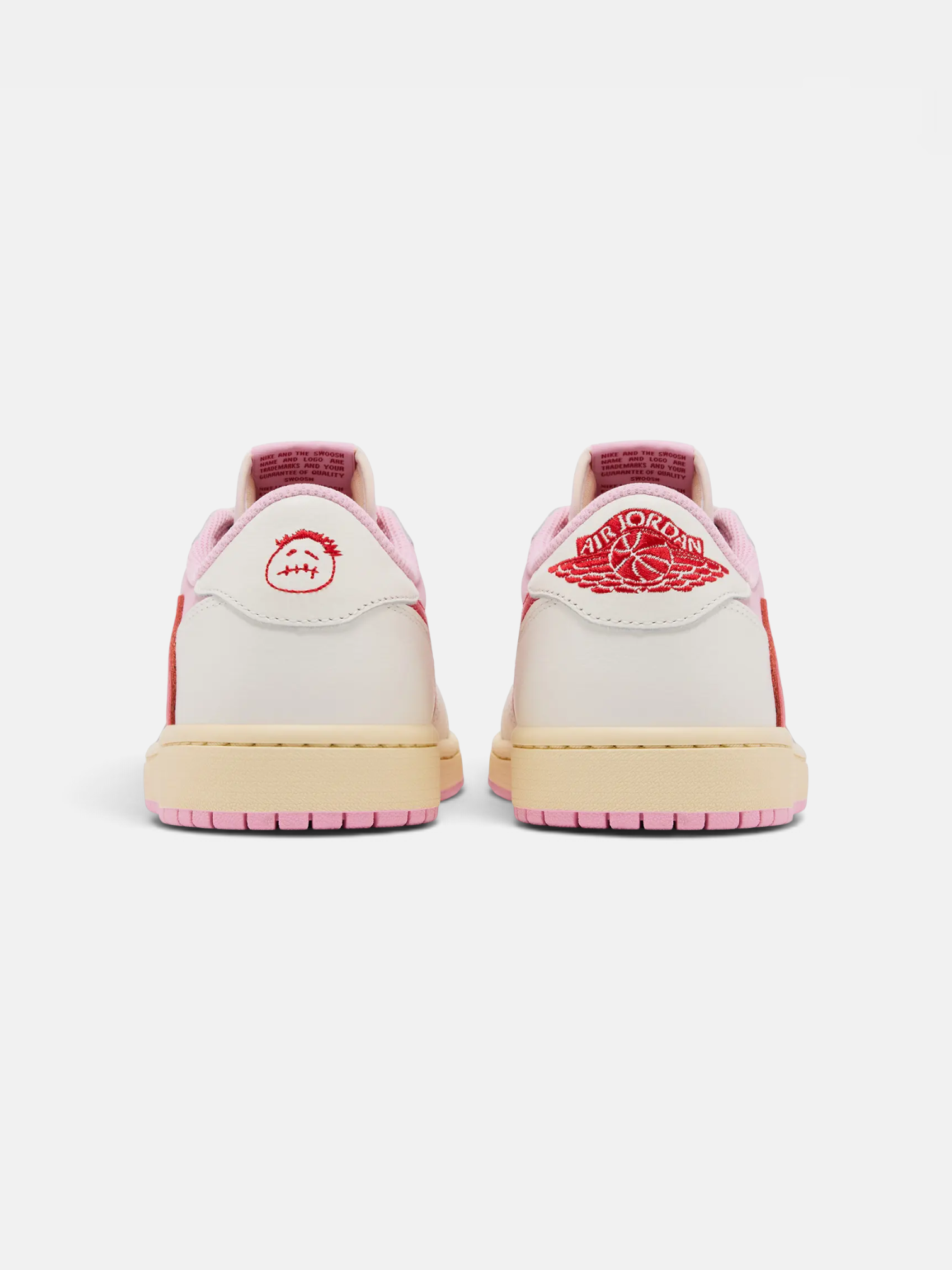 Travis Travis Scott x Air Jordan 1 Retro Low Sail Tropical Pink – back view in premium quality with AA+ craftsmanship