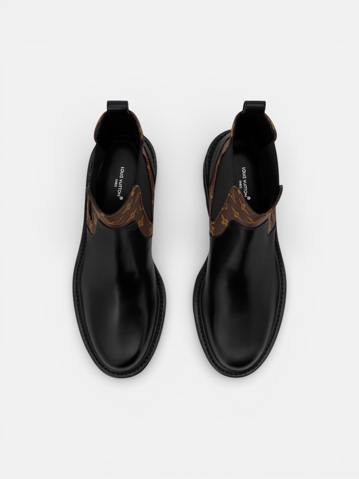 Louis Louis Vuitton Beaubourg Chelsea Ankle Boots Black – close-up detail view in premium quality with AA+ craftsmanship