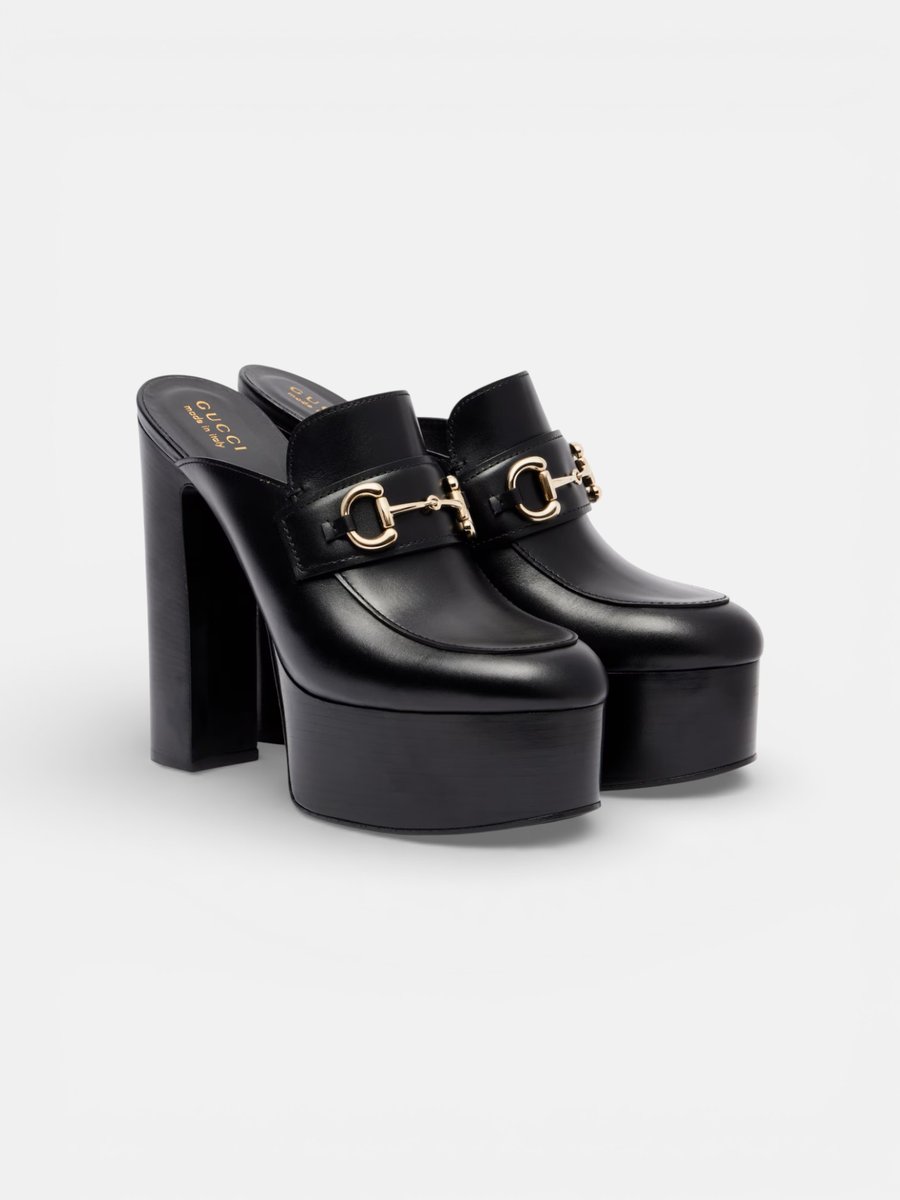 Gucci Horsebit Platform Mules Black