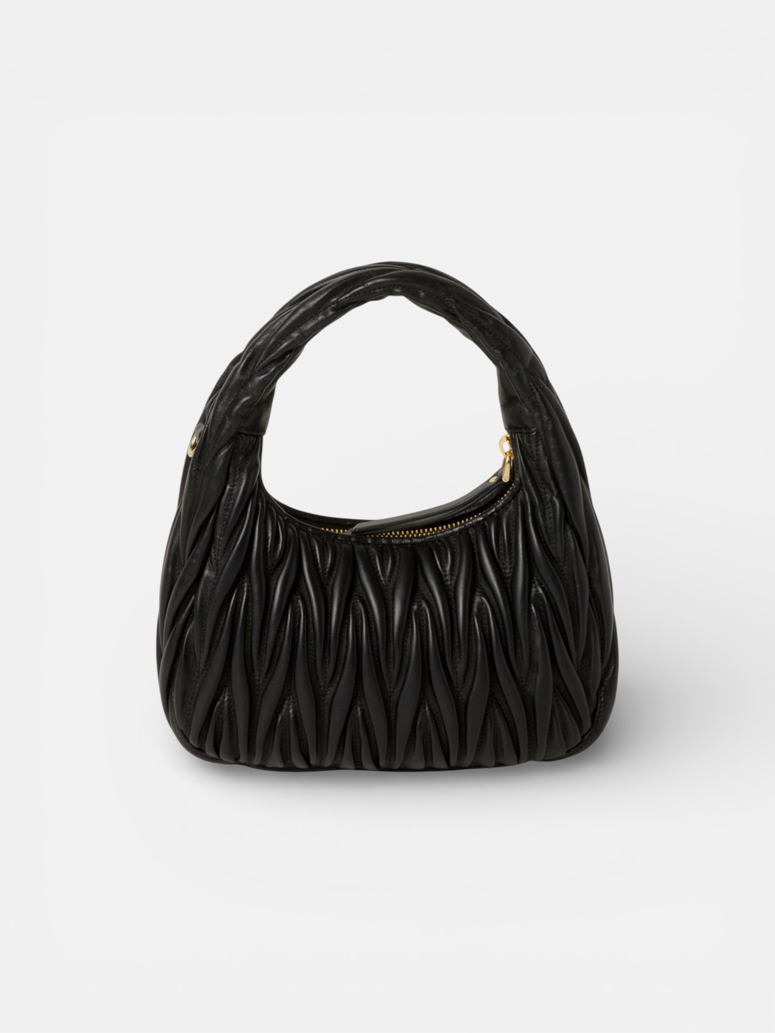 MiuMiu MiuMiu Wander Leather Bag Black – close-up detail view in premium quality with AA+ craftsmanship