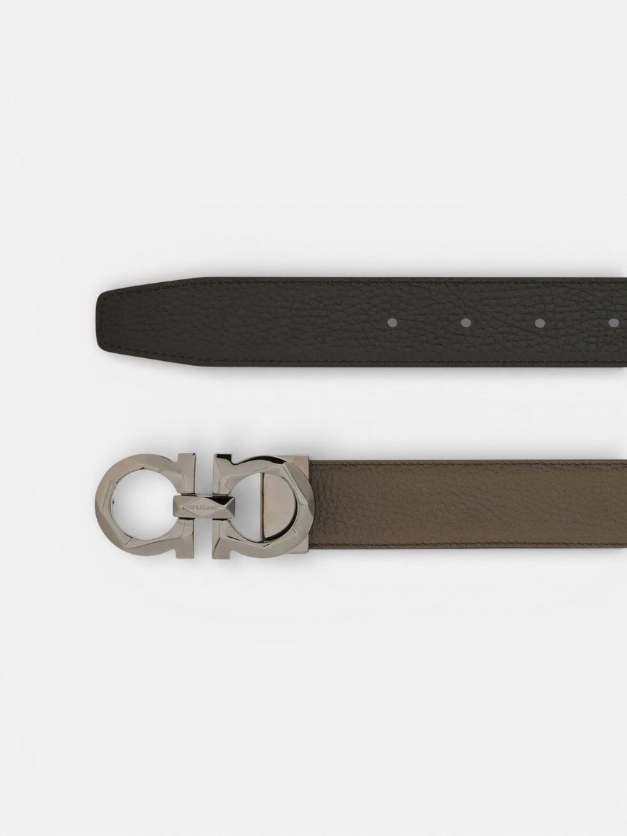 Ferregamo Reversible and Adjustable Belt Concrete Black - Preview