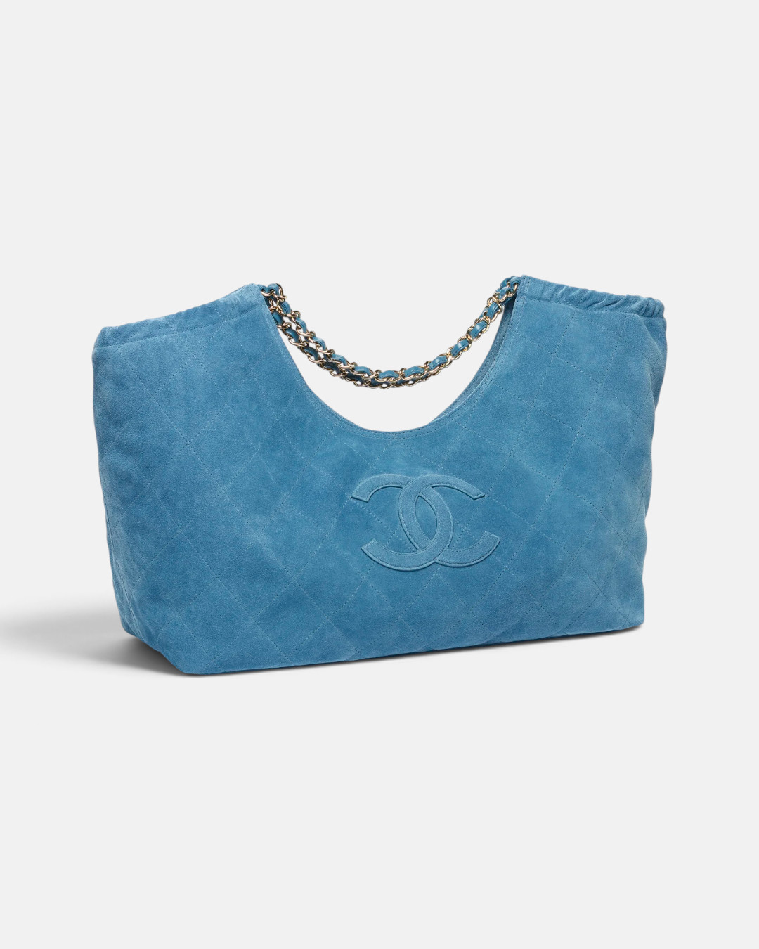 Chanel Chanel Large Tote Suede Calfskin & Gold-Tone Metal Blue – back view in premium quality with AA+ craftsmanship