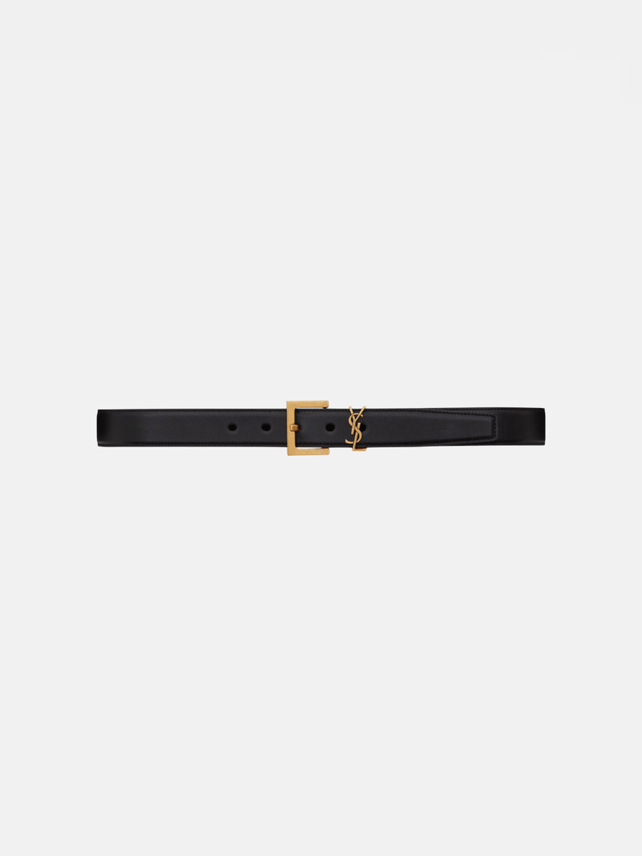 YSL Cassandre belt in smooth leather Black