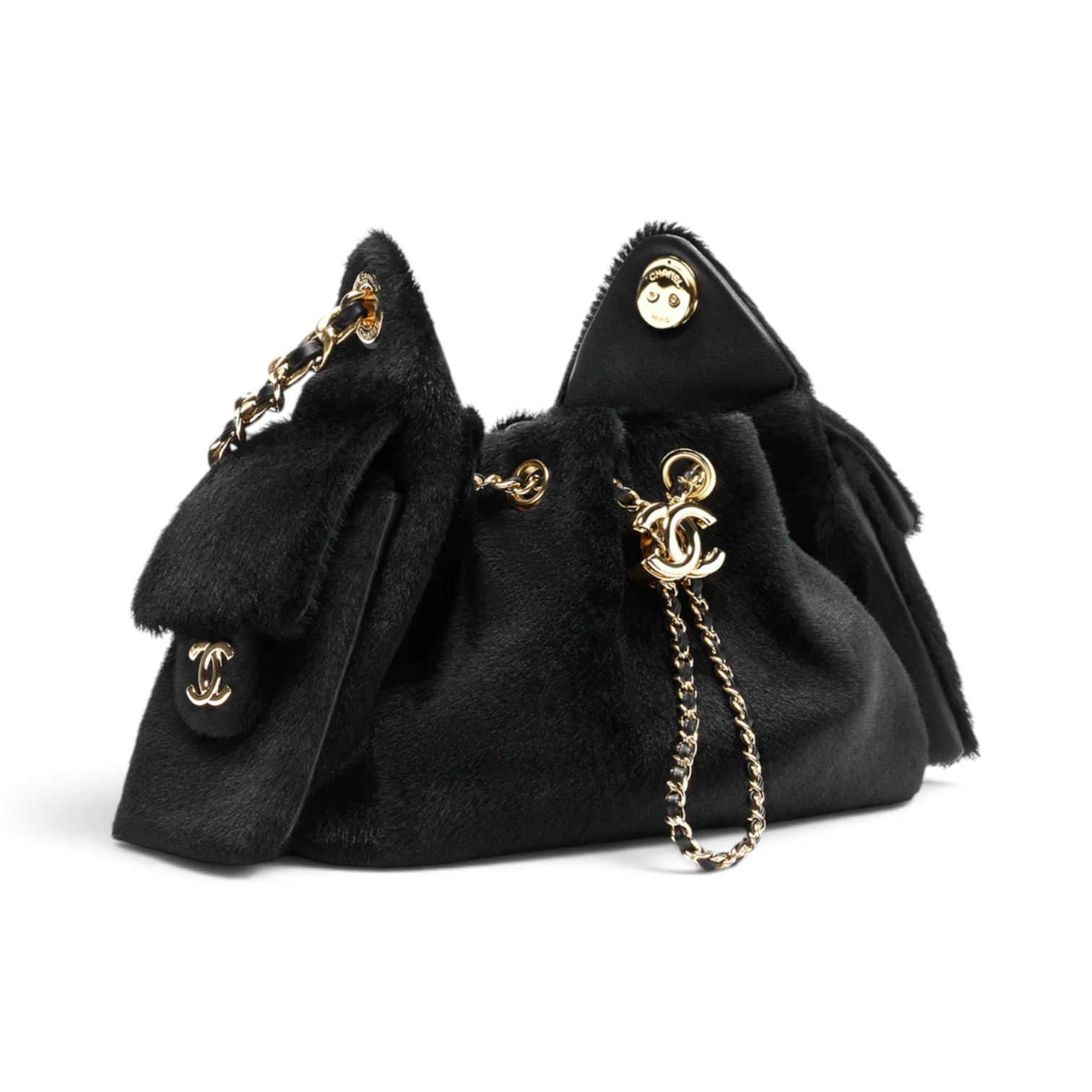 Chanel Chanel 25 Mini Lambskin Black – close-up detail view in premium quality with AA+ craftsmanship