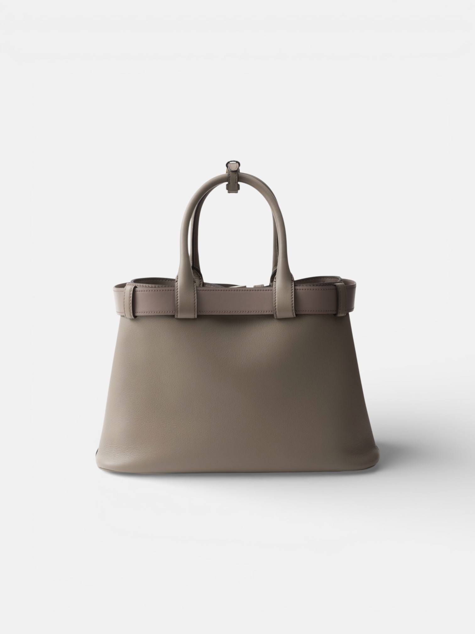 Prada Prada Buckle Small Leather Handbag Clay Grey – close-up detail view in premium quality with AA+ craftsmanship