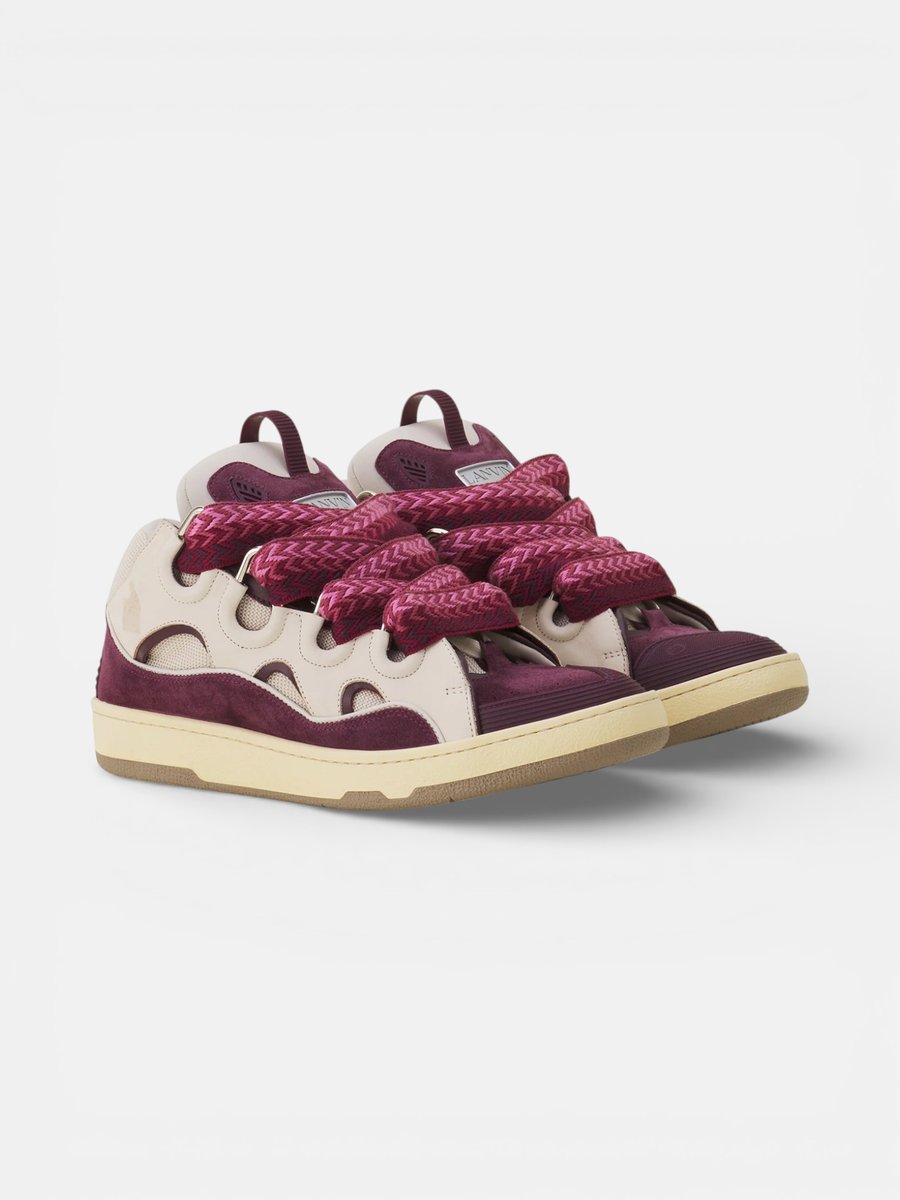 Lanvin Curb Sneaker Beige Burgundy - Preview