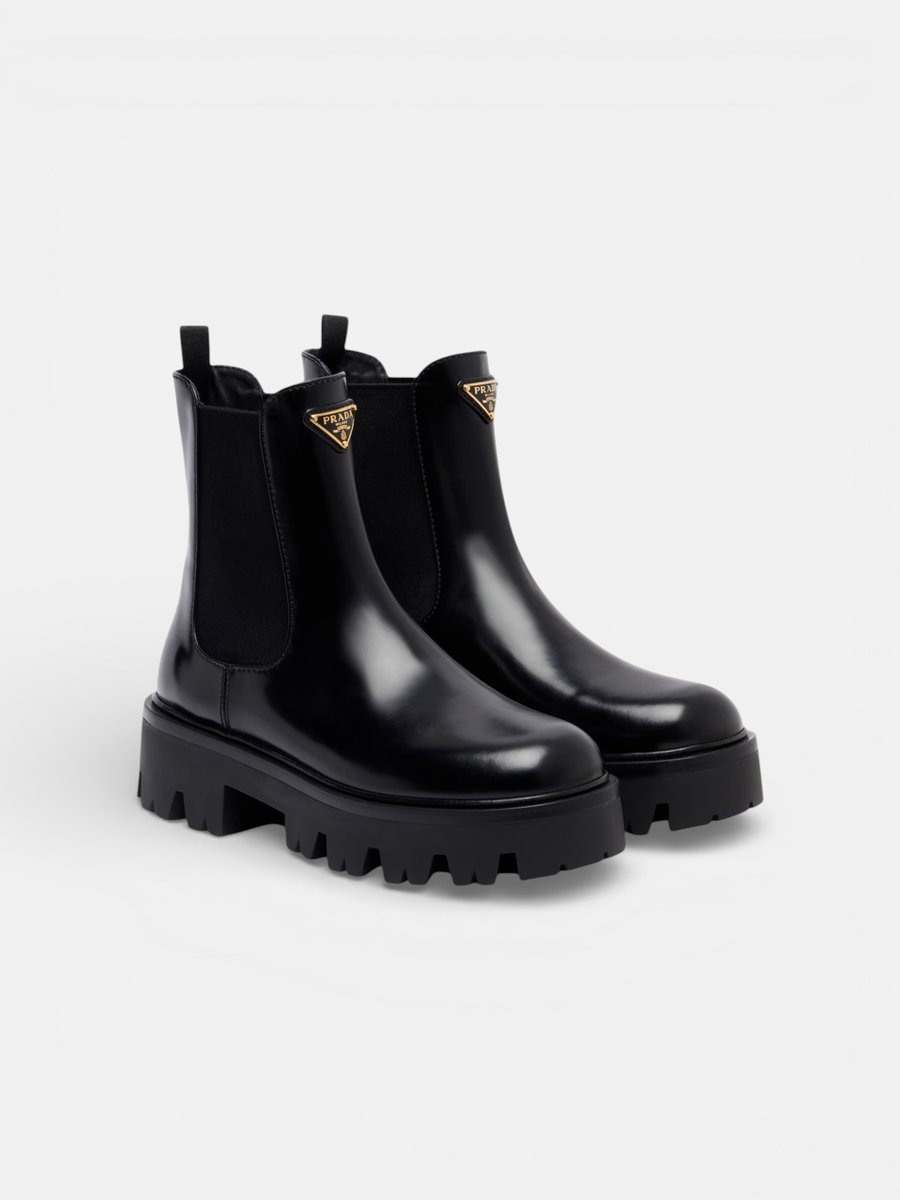 Prada Platform Chelsea Boots Black