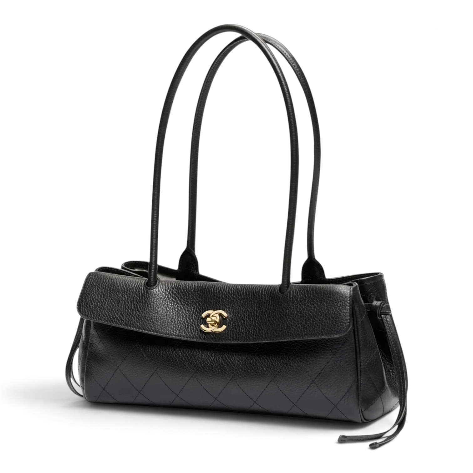 Chanel Chanel Small Tote Grained Calfskin & Gold-Tone Metal Black – close-up detail view in premium quality with AA+ craftsmanship