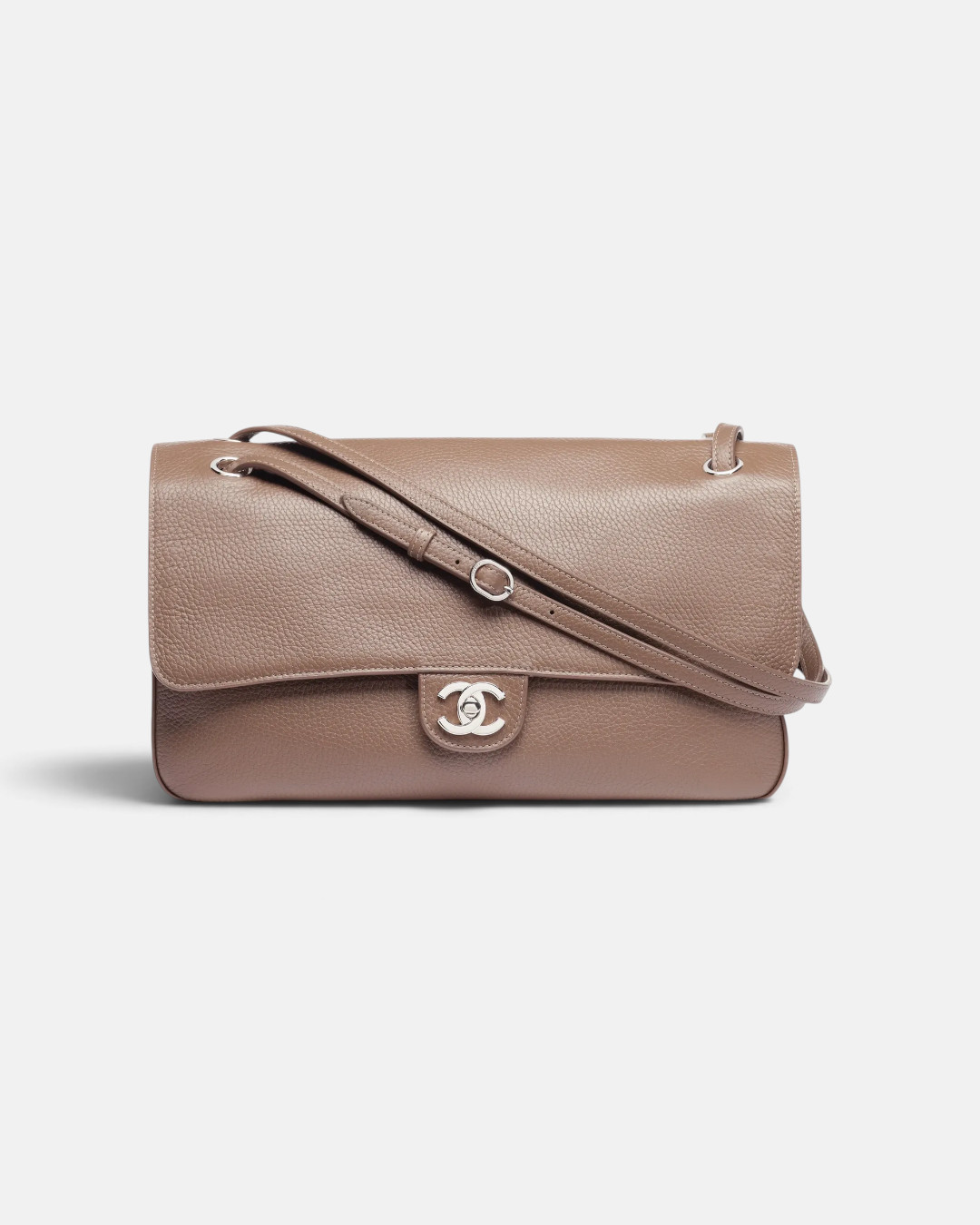 Chanel Chanel Maxi Flap Bag Light Brown Grained Calfskin & Silver Metal – side profile view in premium quality with AA+ craftsmanship