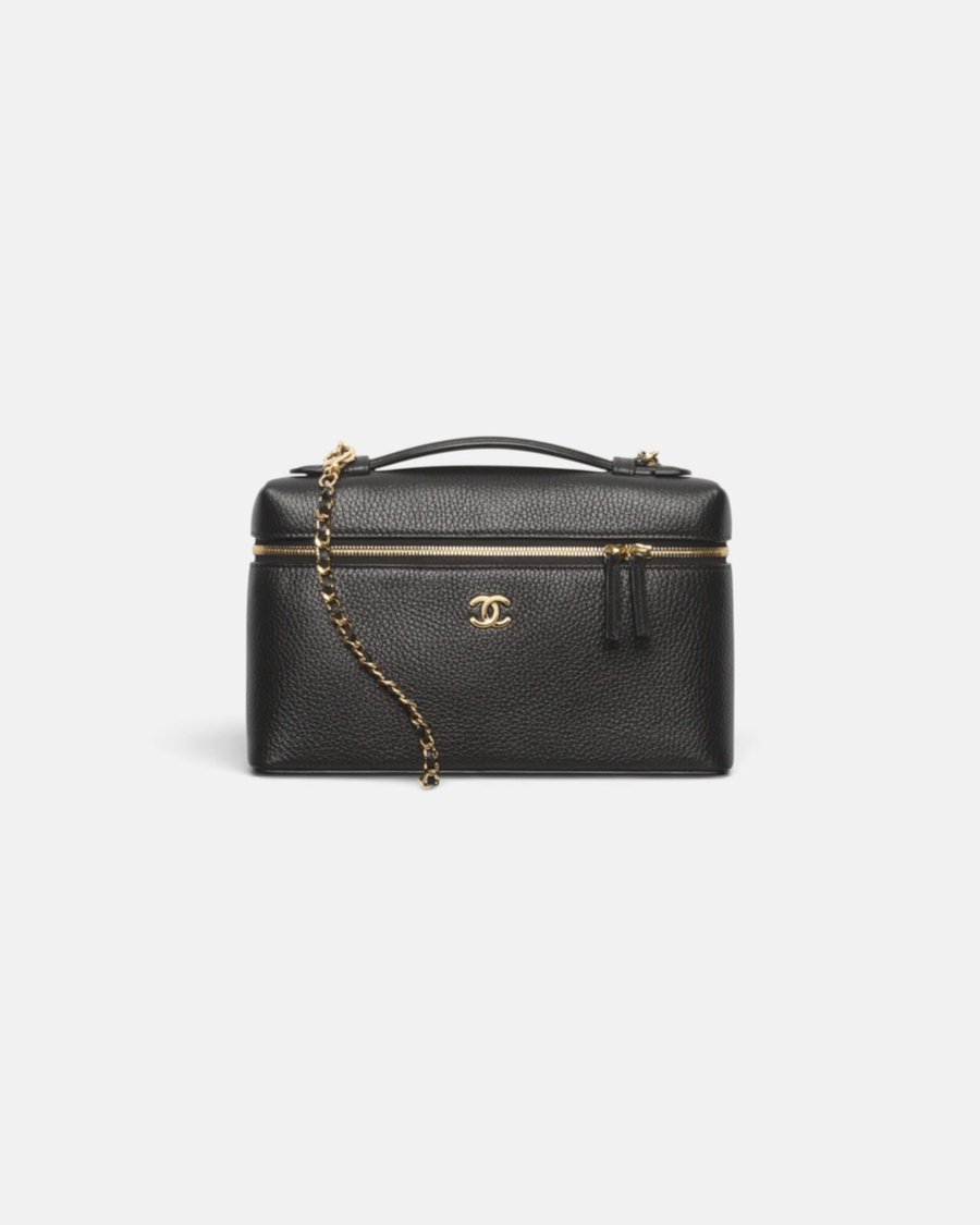 Chanel Large Vanity Grained Calfskin & Gold-Tone Metal Black - Preview