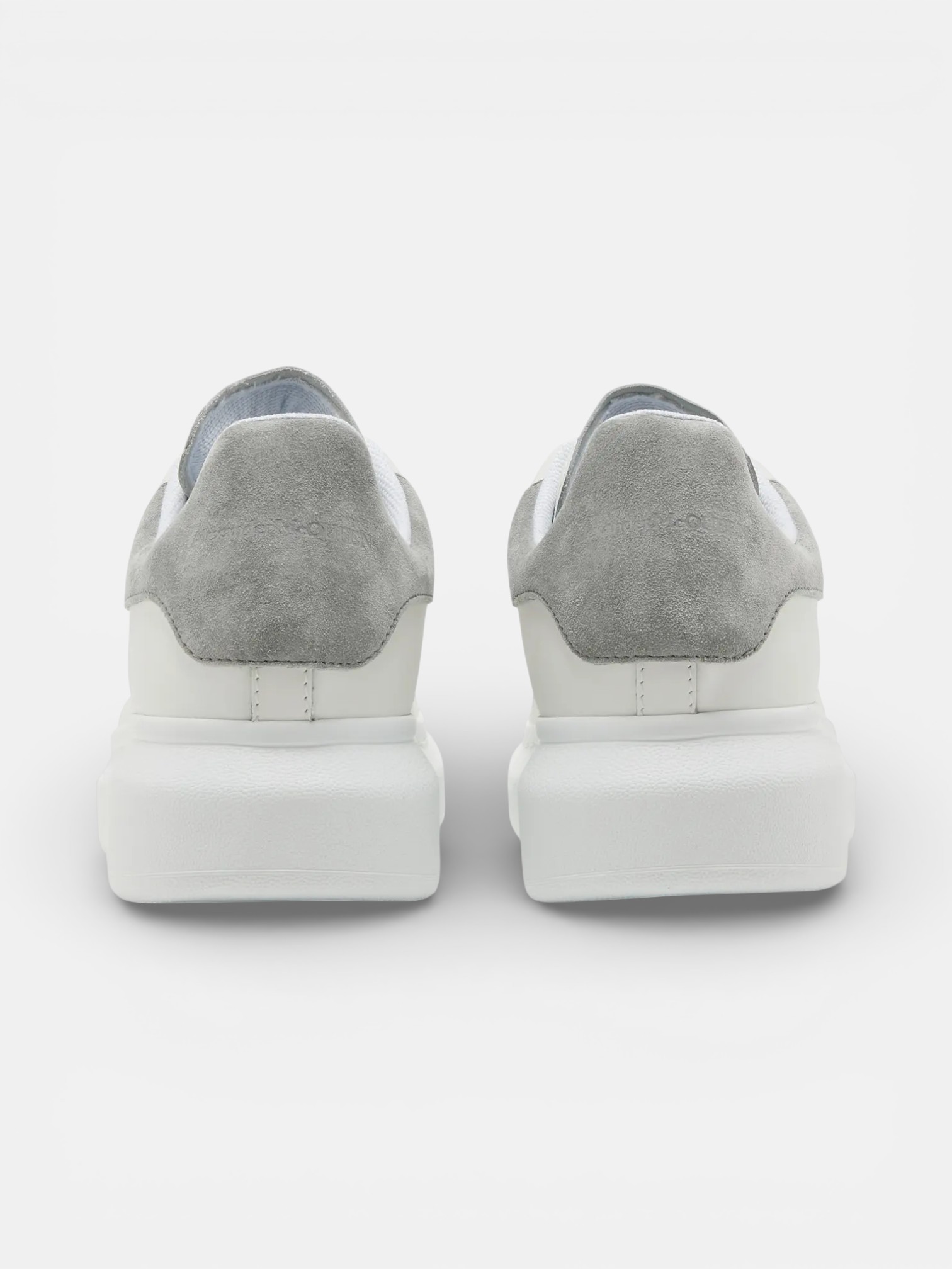 Alexander Alexander McQueen Sneaker White Grey Suede – detail view in premium quality with AA+ craftsmanship