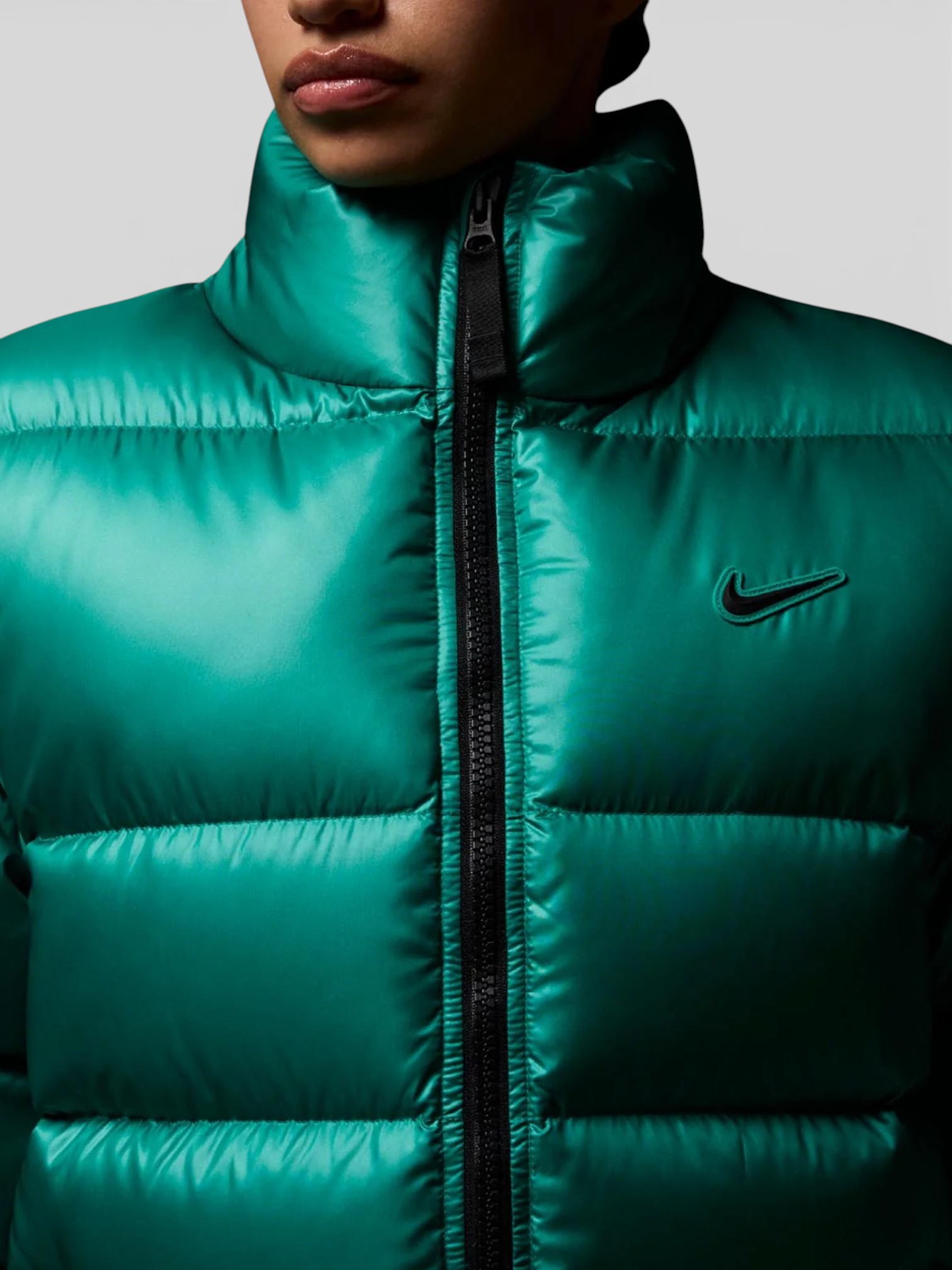 Nike Nike Nocta Sunset Puffer Jacket Neptune Green – detail view in premium quality with AA+ craftsmanship