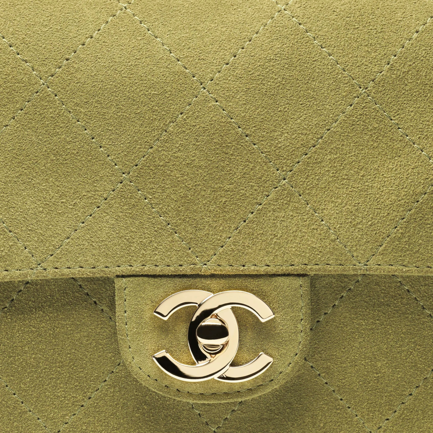 Chanel Chanel Maxi Flap Bag Suede Calfskin & Gold Metal Khaki – detail view in premium quality with AA+ craftsmanship