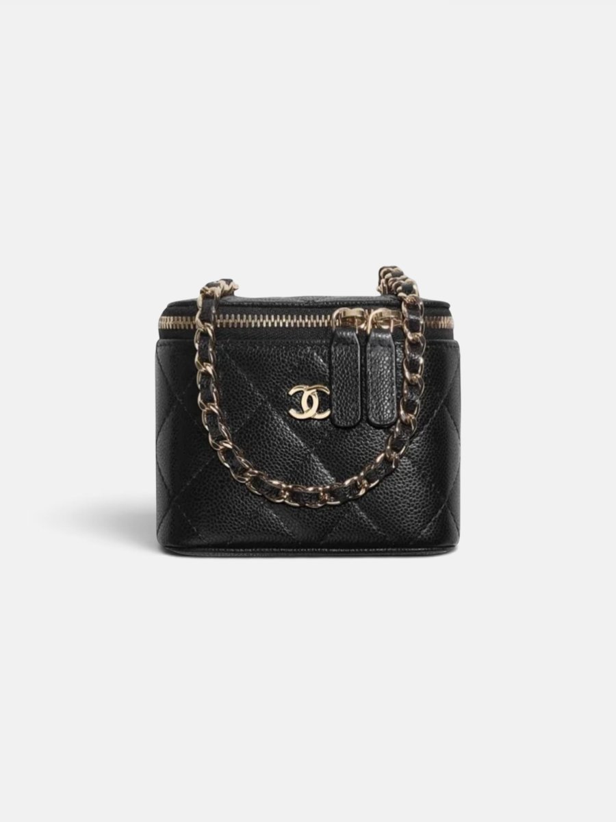 Chanel Classic Small Vanity With Chain in Grained Shiny Calfskin Black